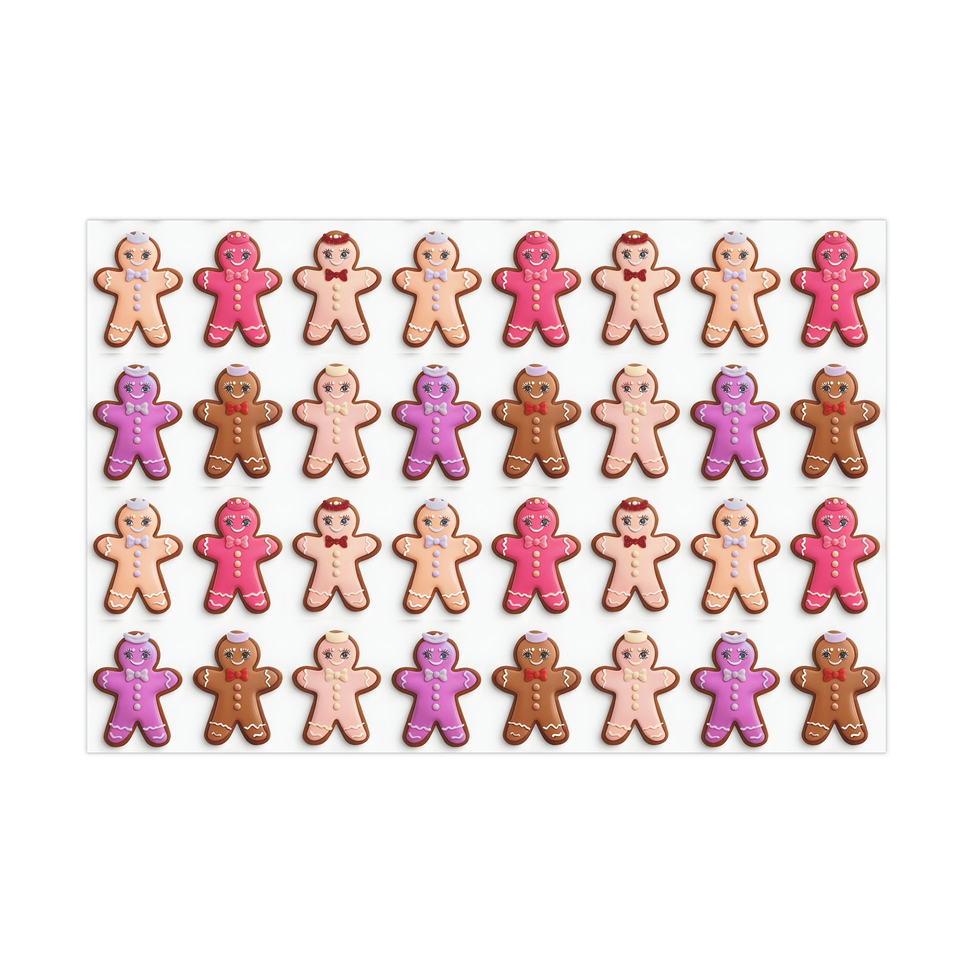 Wrapping Paper, Bougie Gingerbread Women On White Background - Gift Wrap Rolls, Eco-Friendly Gift Wrap, Holiday