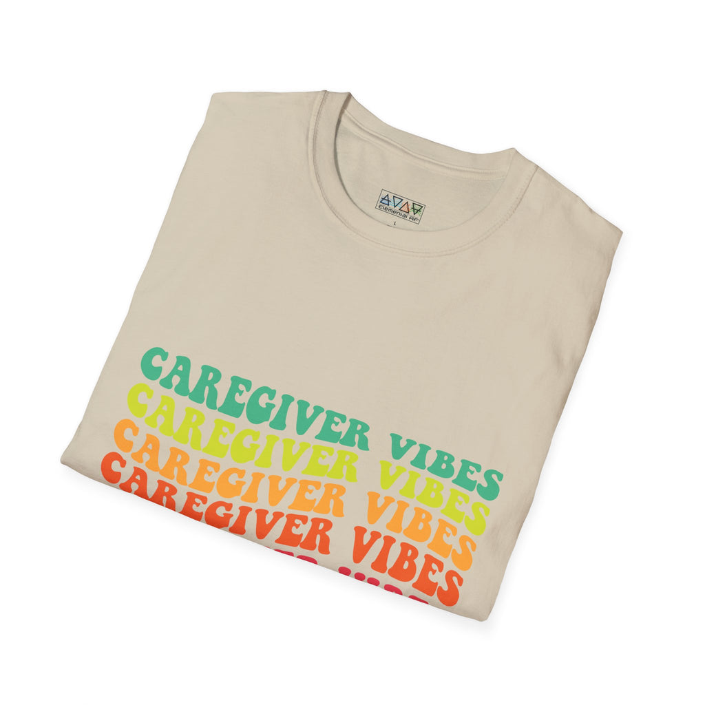 Caregiver Vibes Unisex Softstyle T-Shirt, Supportive Gift for Nurses, Relaxed Casual Tee, Perfect for Caregivers, Healthcare Appreciation