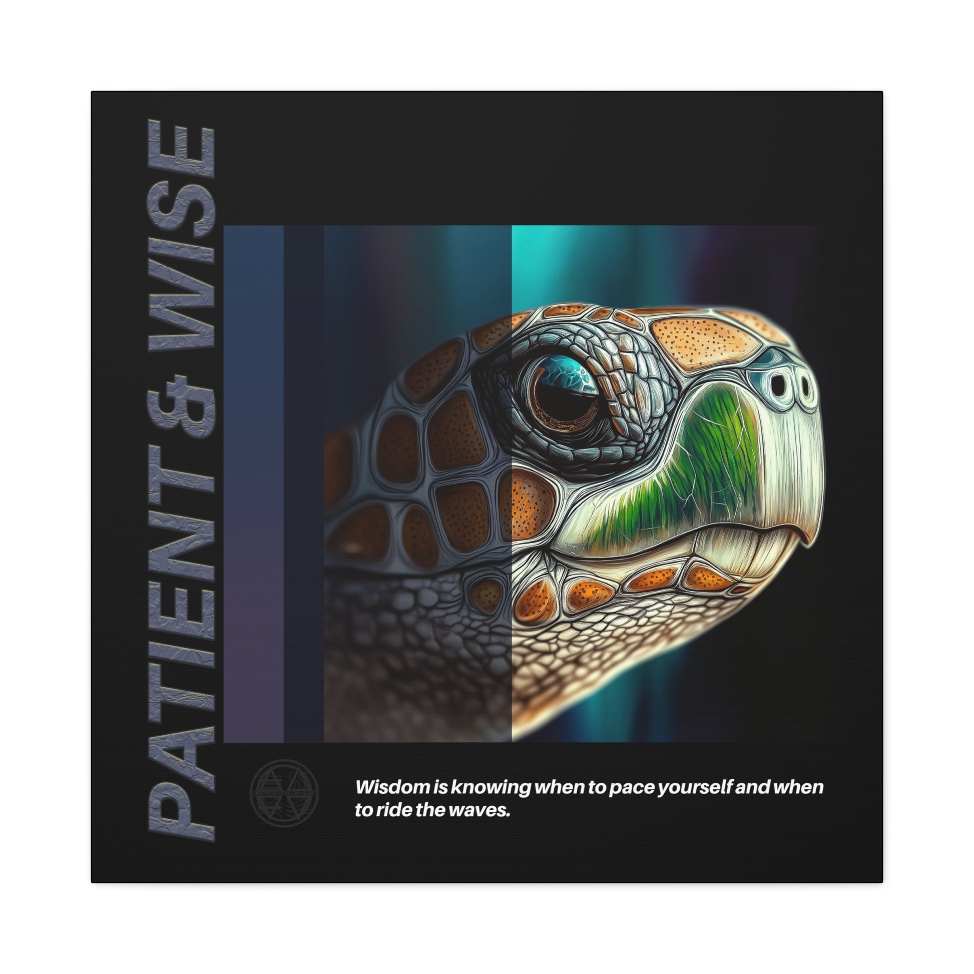 Canvas Art, Inspirational Turtle Wall Decor, Motivational Home Decor, Nature Gift, Abstract Animal Artwork, Wildlife, Patient & Wise