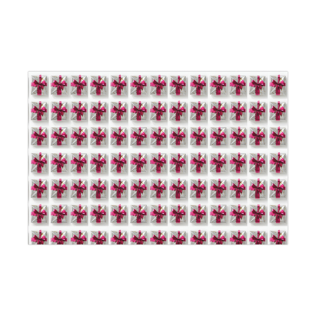 Wrapping Paper, Elegantly Wrapped Gifts On White Background with Hot Pink Bows - Gift Wrap Rolls, Eco-Friendly Gift Wrap, Holiday