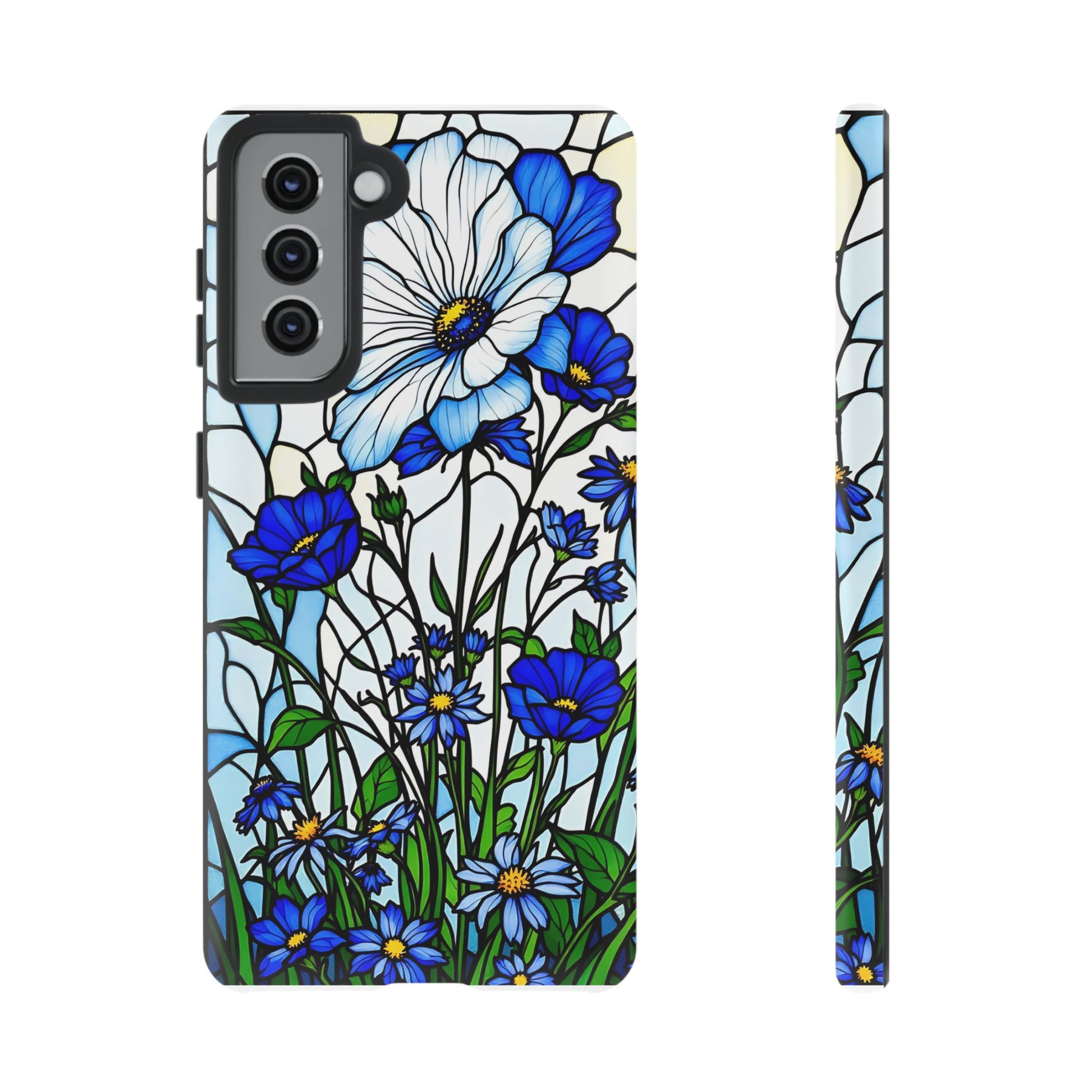 Botanical Stained Glass Tough Case - Floral Phone Cover, Protective Phone Case, Flower Pattern Phone Shell, Nature Inspired Smartphone Case,