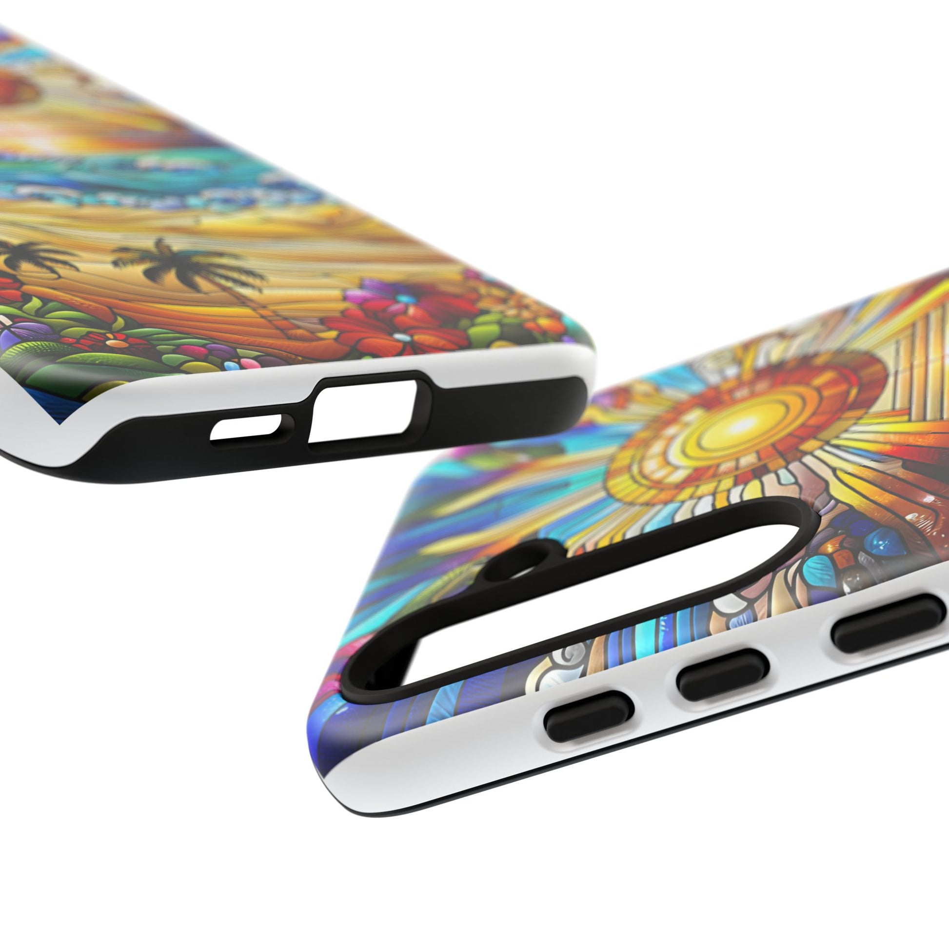 Stained Glass Tough Cases, Protective Phone Case, Nature Inspired Smartphone Cover, Beach Day Summer Accessories, Ocean Lover Gift