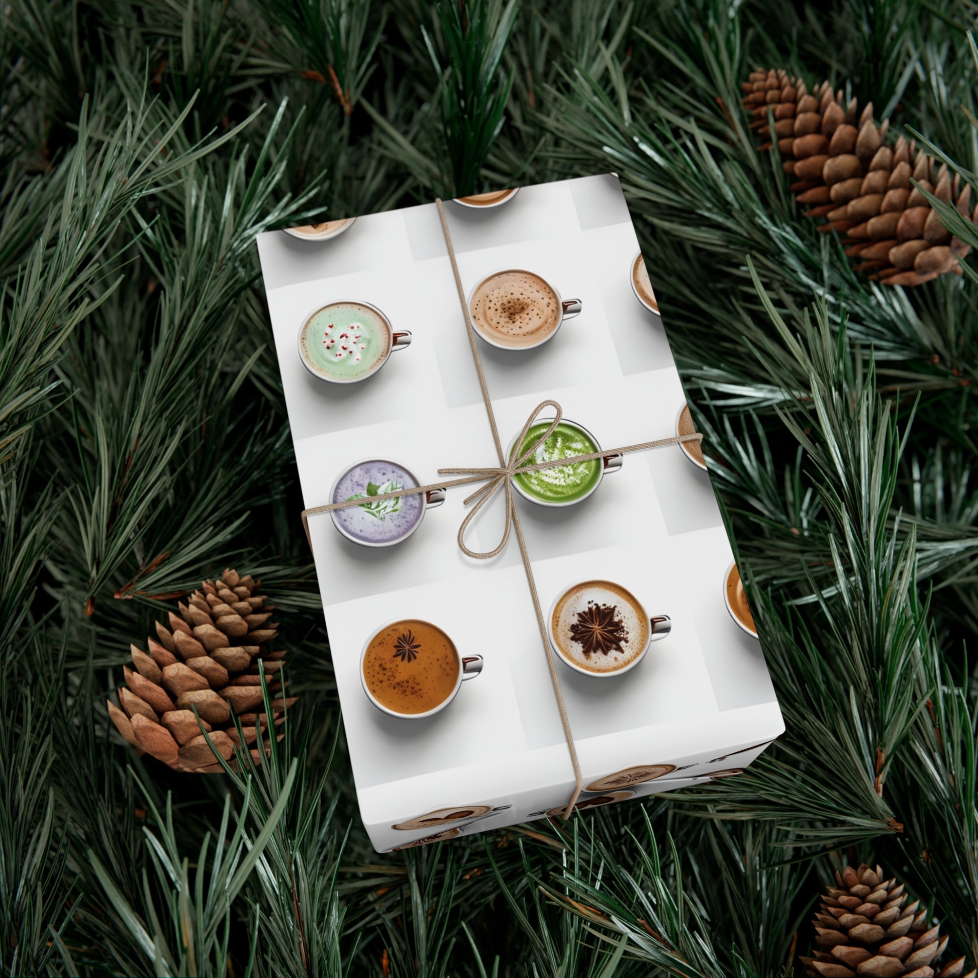 Wrapping Paper, Colorful Lattes On White Background - Gift Wrap Rolls, Eco-Friendly Gift Wrap, Holiday