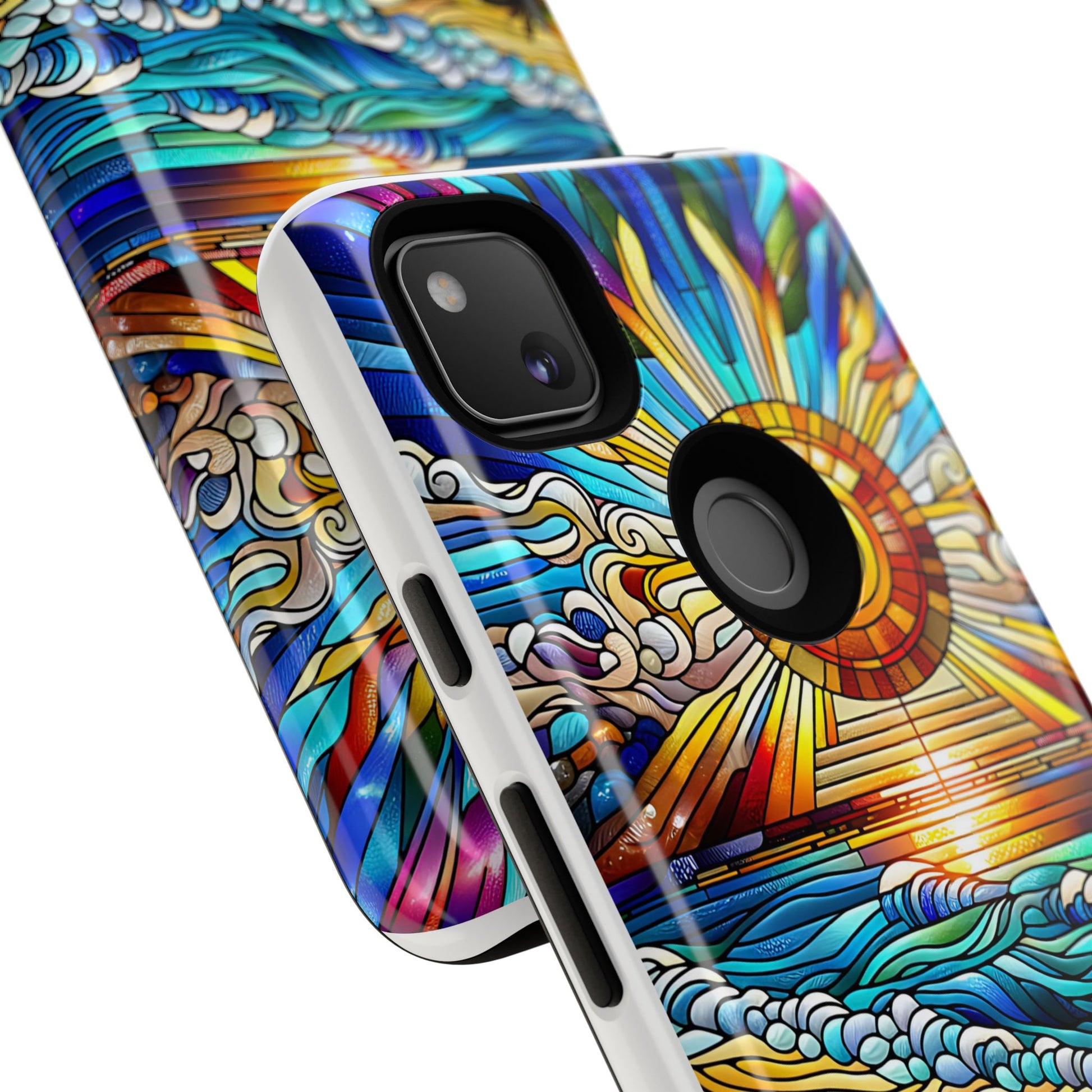 Stained Glass Tough Cases, Protective Phone Case, Nature Inspired Smartphone Cover, Beach Day Summer Accessories, Ocean Lover Gift