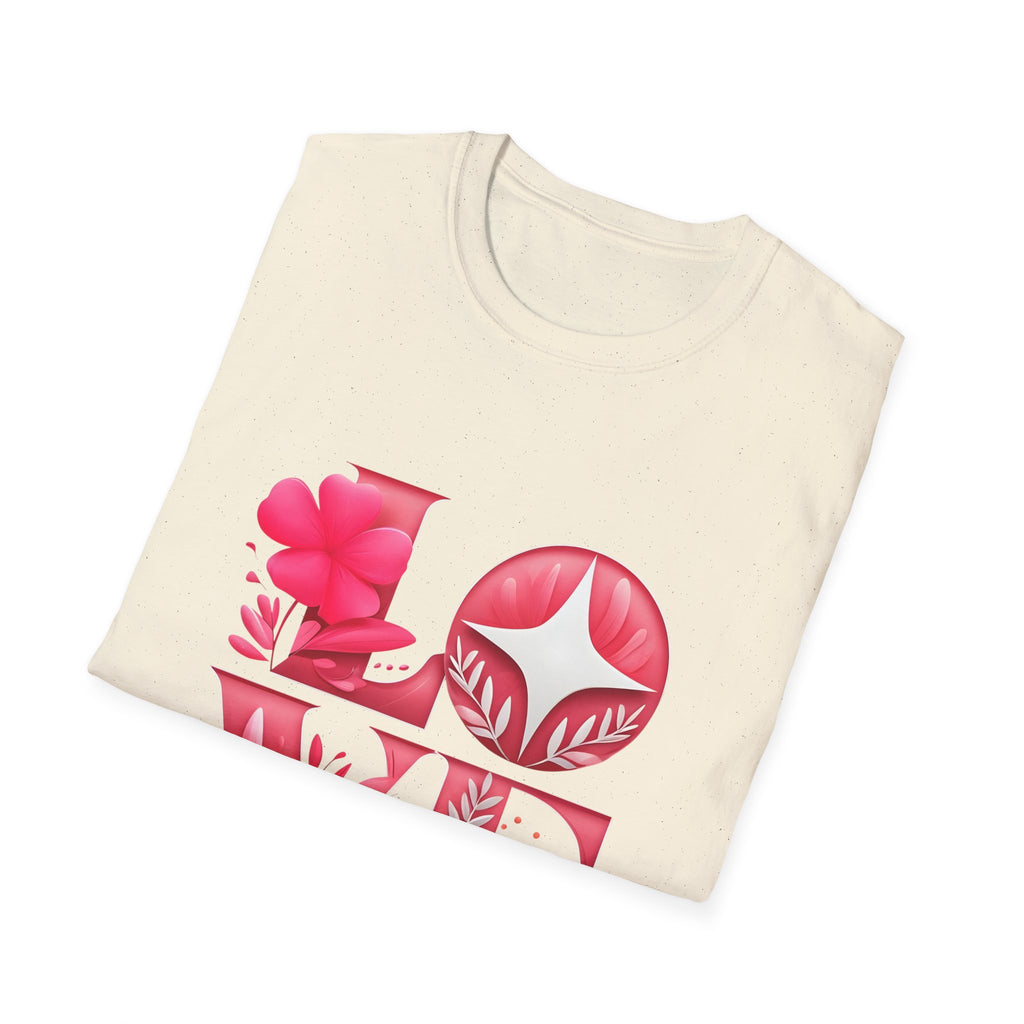 Love Typography Floral T-Shirt, Romantic Graphic Tee, Gift for Her, Valentine's Day Shirt, Spring Fashion Top