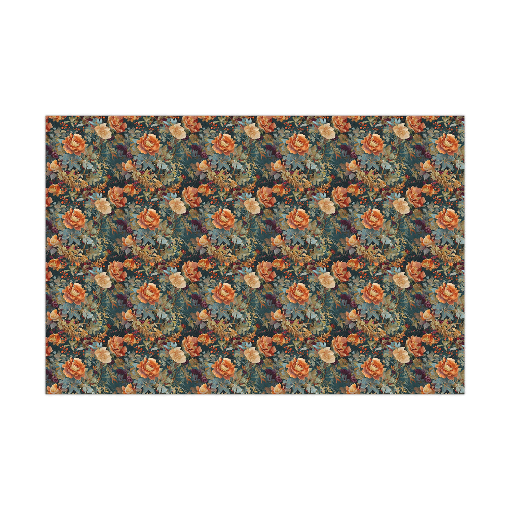 Gift Wrap Papers, Art Nouveau Floral Pattern, Autumn Hues, Wrapping Paper Roll, Holiday Gift Wrap, Eco-Friendly Gift Wrap
