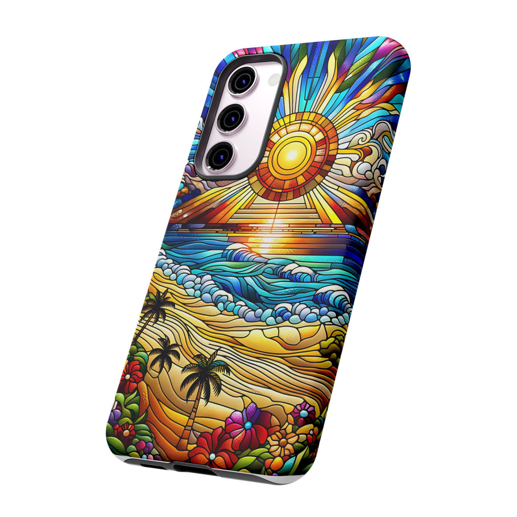 Stained Glass Tough Cases, Protective Phone Case, Nature Inspired Smartphone Cover, Beach Day Summer Accessories, Ocean Lover Gift