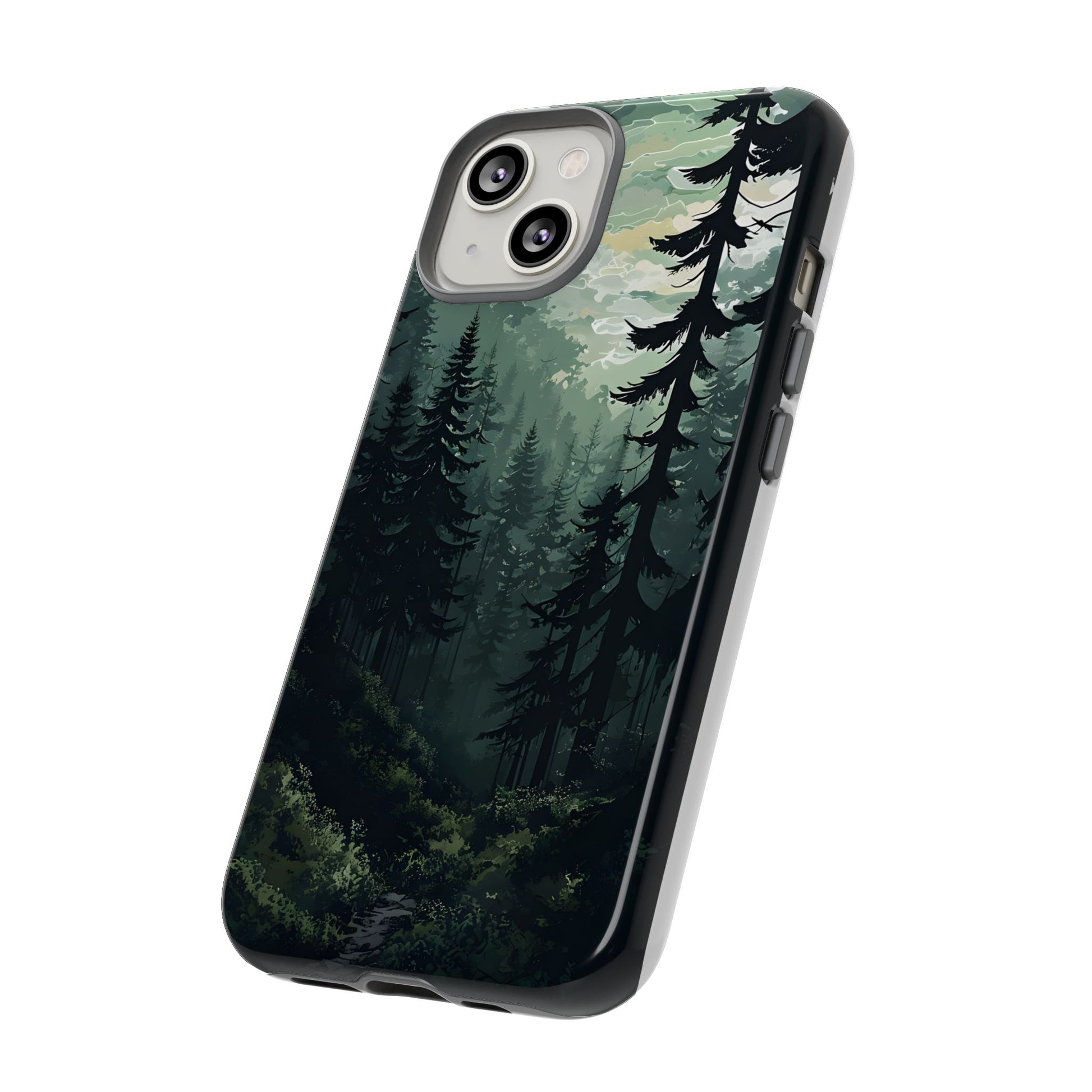 Phone Case, Serene Forest Landscape Digital Illustration Phone Case Cover, Tough Protective Cover, Unique Gift, Trendy