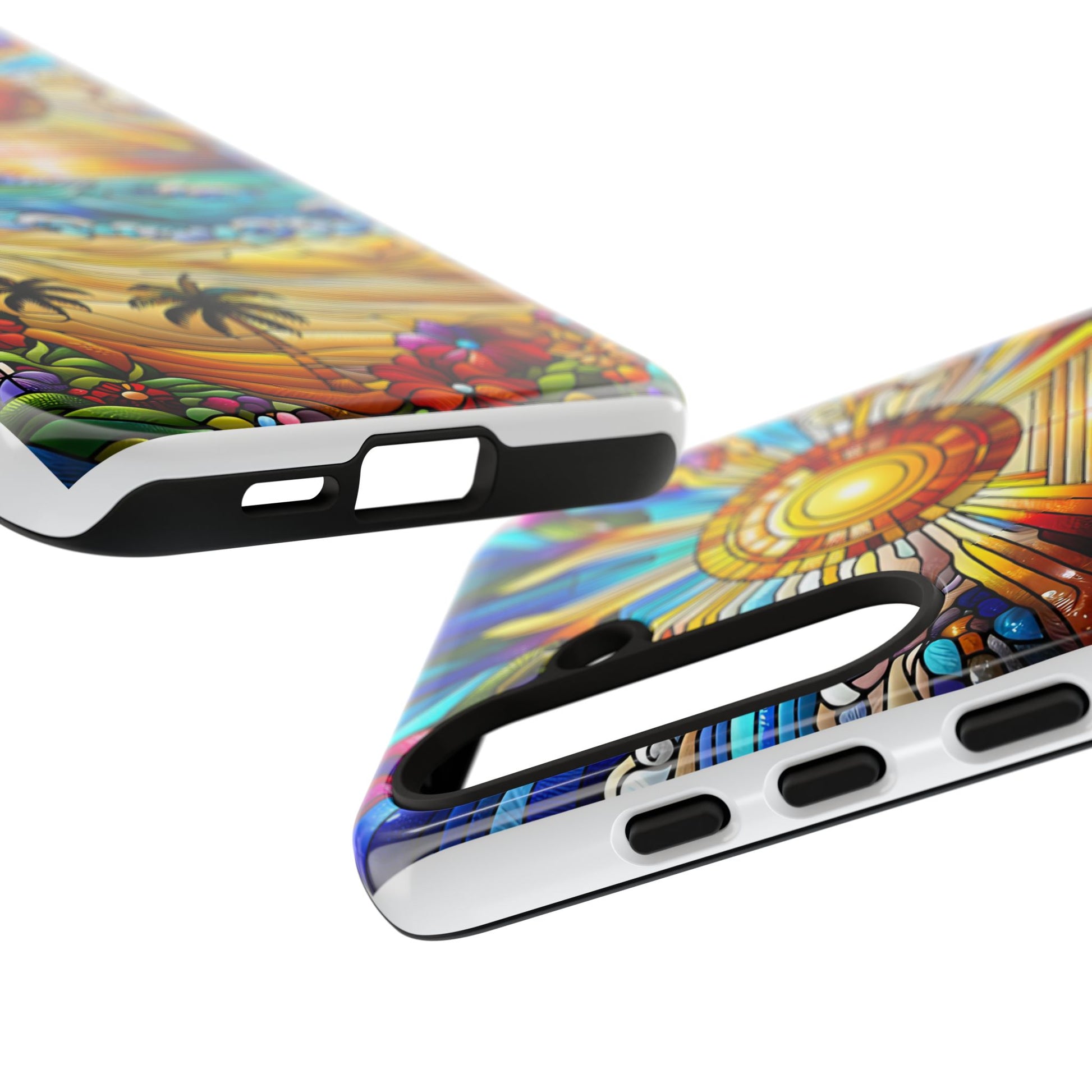 Stained Glass Tough Cases, Protective Phone Case, Nature Inspired Smartphone Cover, Beach Day Summer Accessories, Ocean Lover Gift
