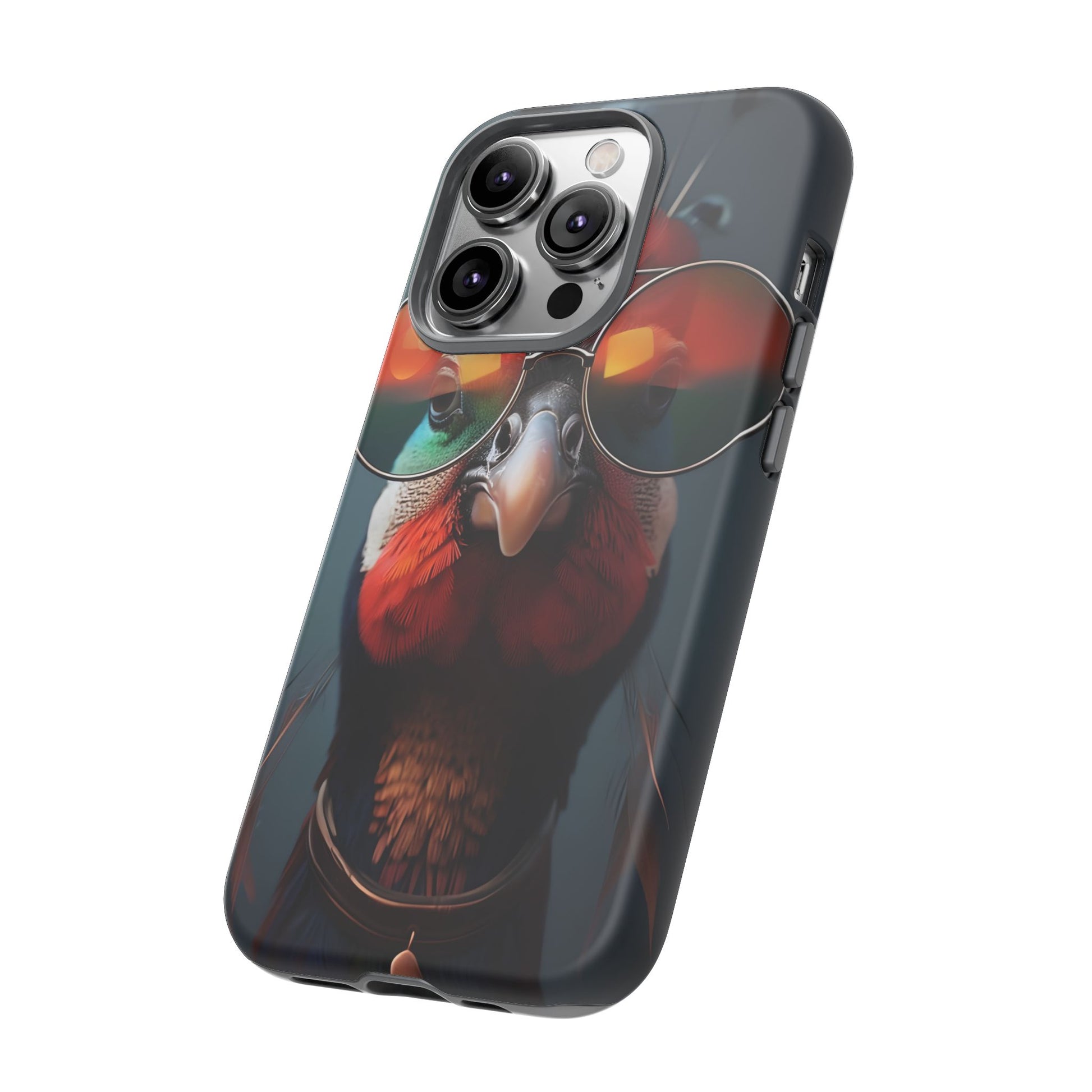 Phone Cases, Bright Exotic Bird in Cool Sunglasses, Protective Tough Cover, Tropical Animal Print, Unique Gift for Bird Lovers, Accessories