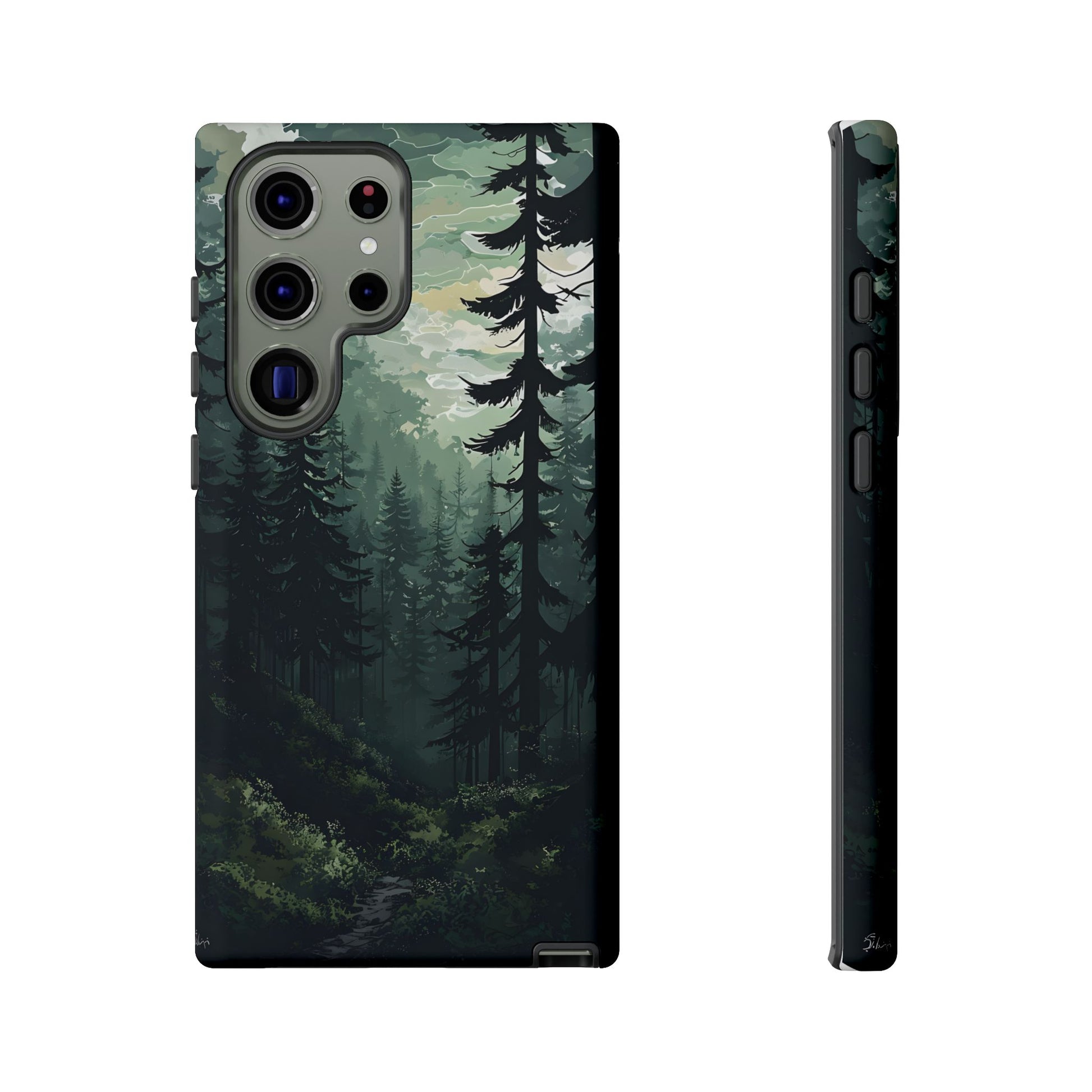 Phone Case, Serene Forest Landscape Digital Illustration Phone Case Cover, Tough Protective Cover, Unique Gift, Trendy