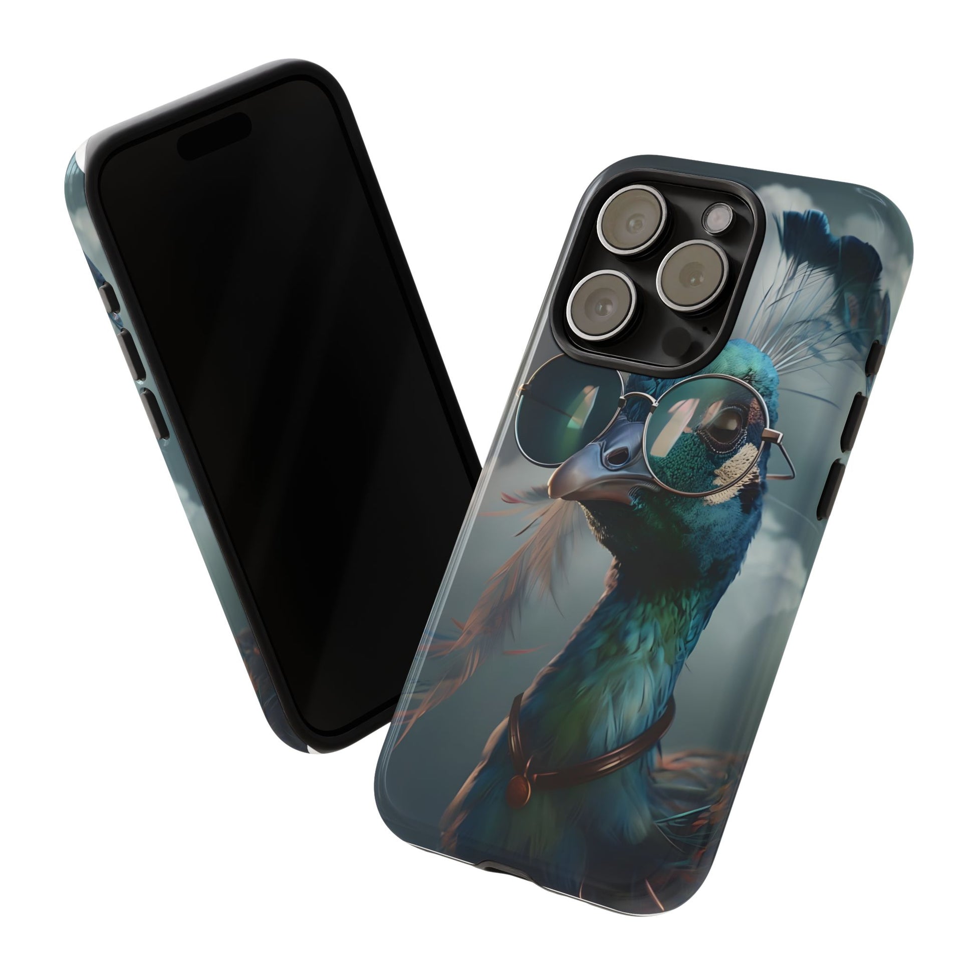 Phone Case, Peacock Design, Neon Lighting, Unique Gift, Hard Shell Cover, Protective Sleeve