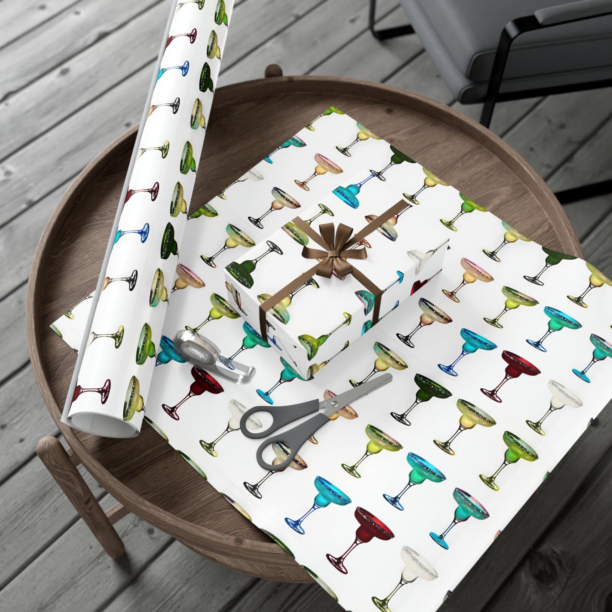 Wrapping Paper, Colorful Margaritas On White Background - Gift Wrap Rolls, Eco-Friendly Gift Wrap, Holiday