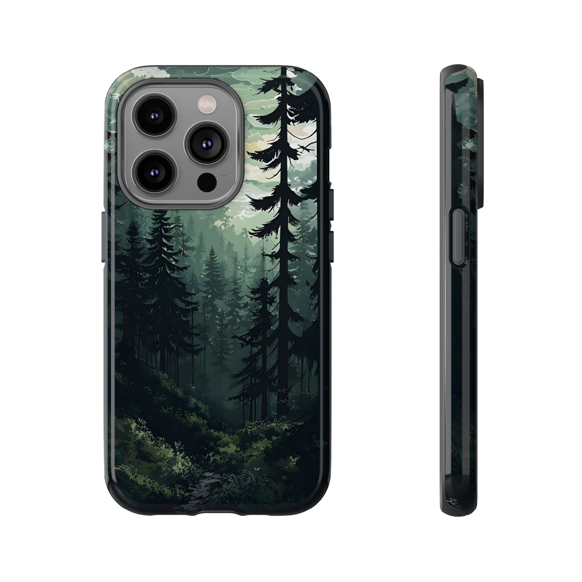 Phone Case, Serene Forest Landscape Digital Illustration Phone Case Cover, Tough Protective Cover, Unique Gift, Trendy