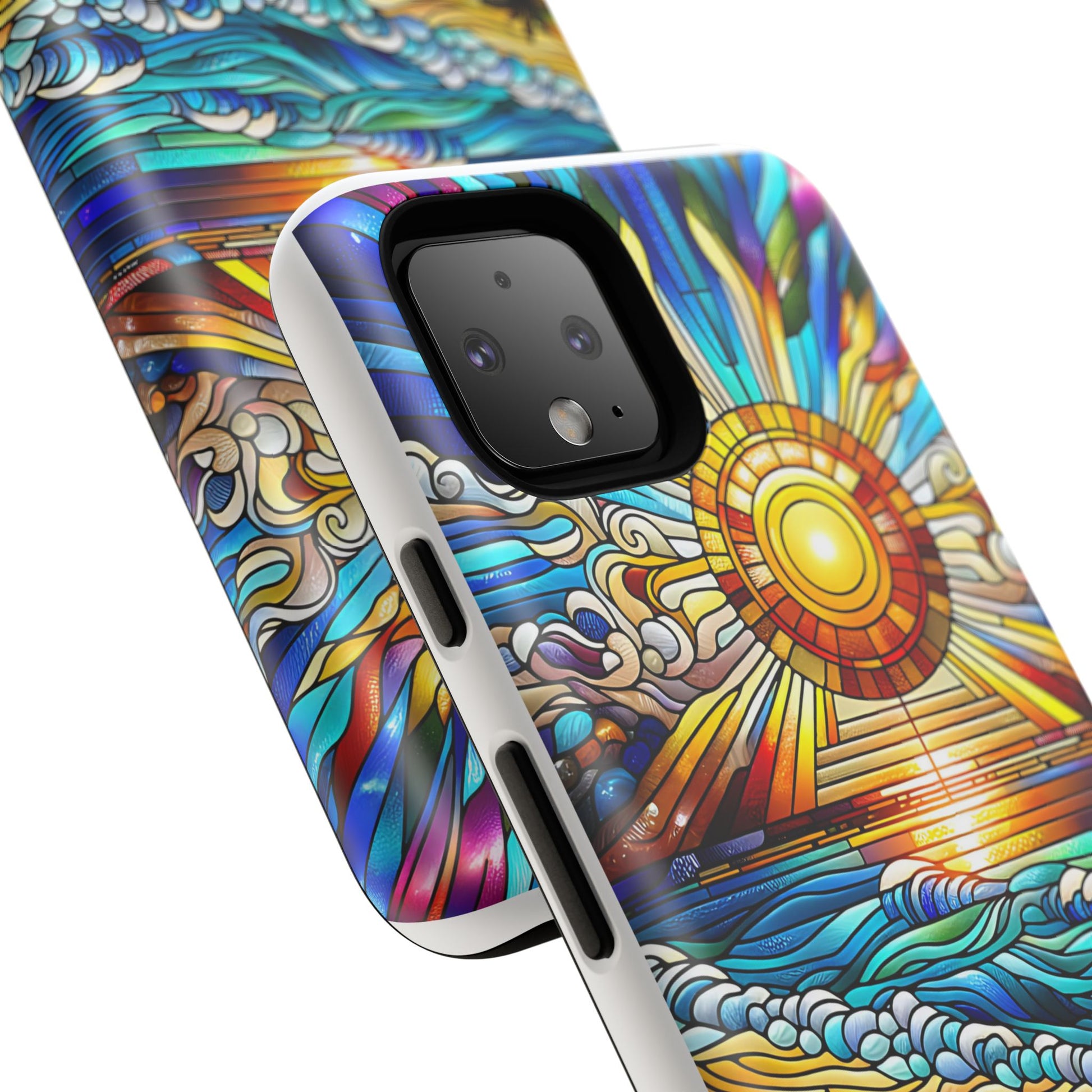 Stained Glass Tough Cases, Protective Phone Case, Nature Inspired Smartphone Cover, Beach Day Summer Accessories, Ocean Lover Gift