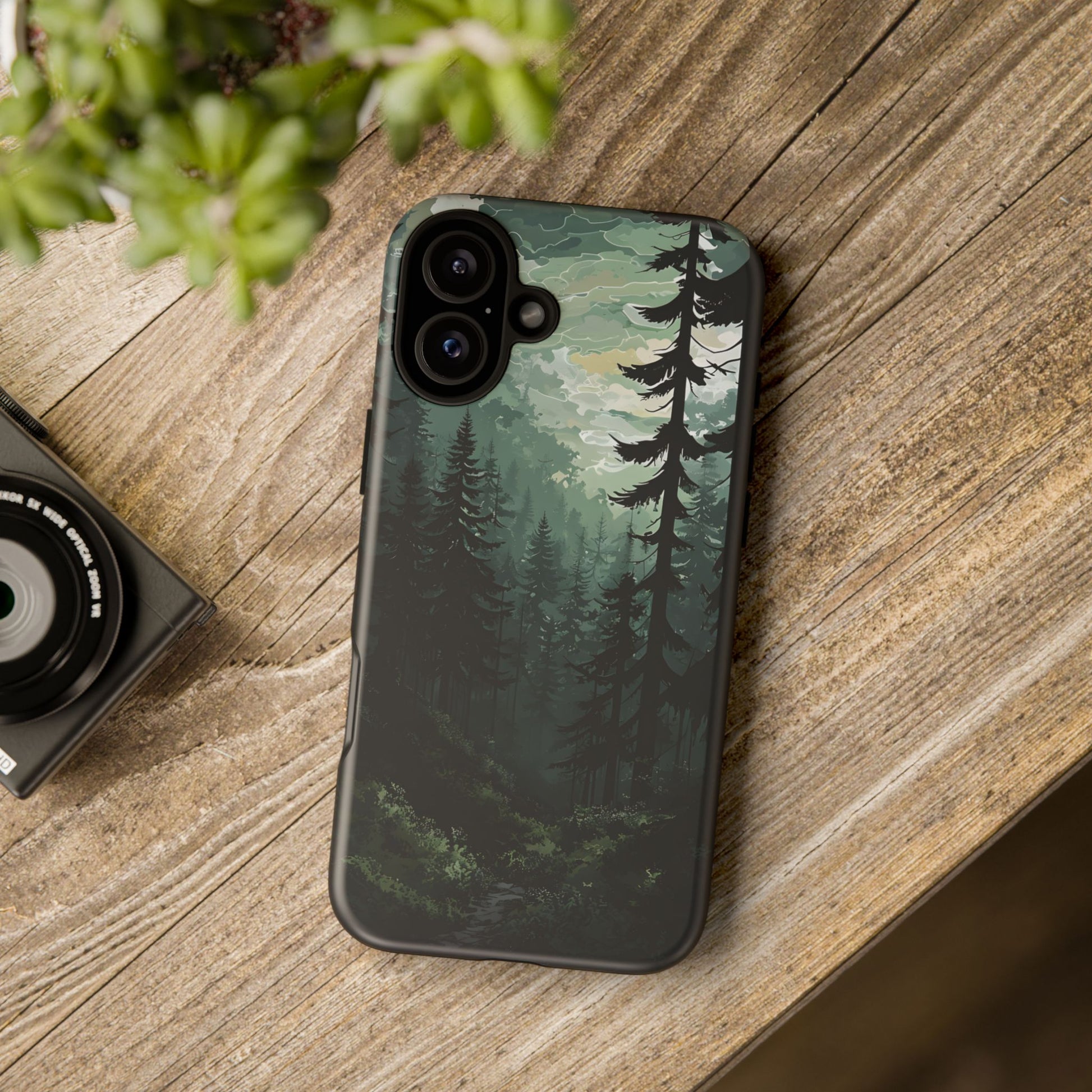 Phone Case, Serene Forest Landscape Digital Illustration Phone Case Cover, Tough Protective Cover, Unique Gift, Trendy