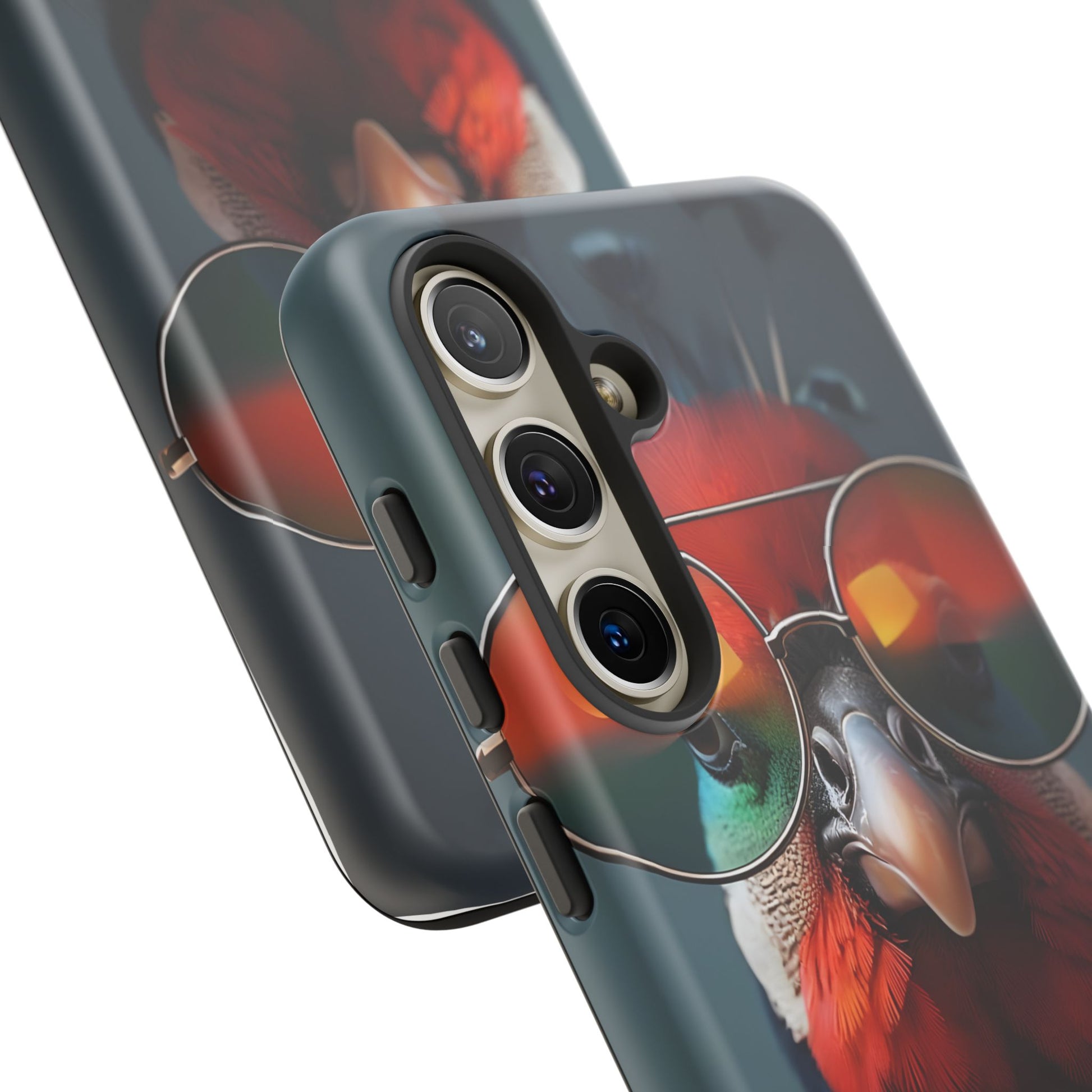 Phone Cases, Bright Exotic Bird in Cool Sunglasses, Protective Tough Cover, Tropical Animal Print, Unique Gift for Bird Lovers, Accessories