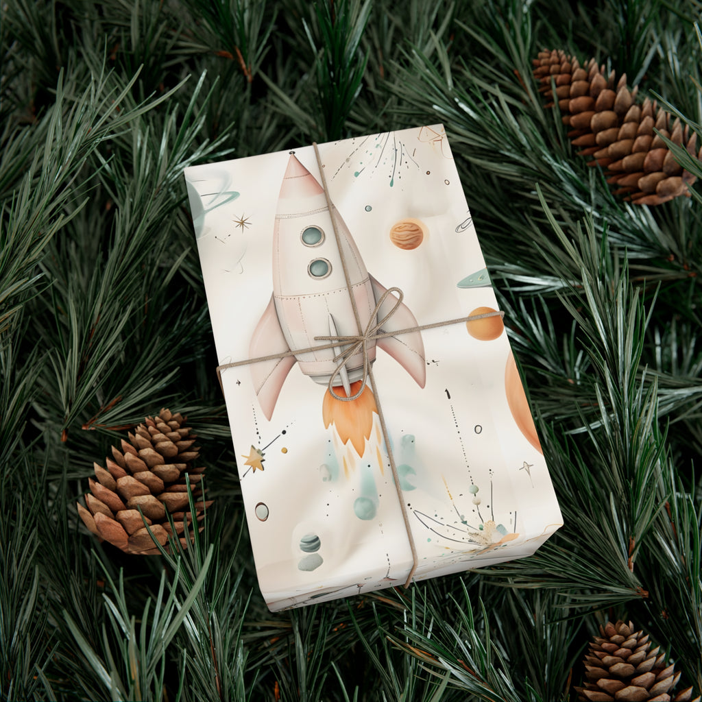 Gift Wrap Papers, Retro Futuristic Pattern, Whimsical Elements, Holiday Gift Wrap, Decorative Wrapping Paper, Gift Packaging Supplies