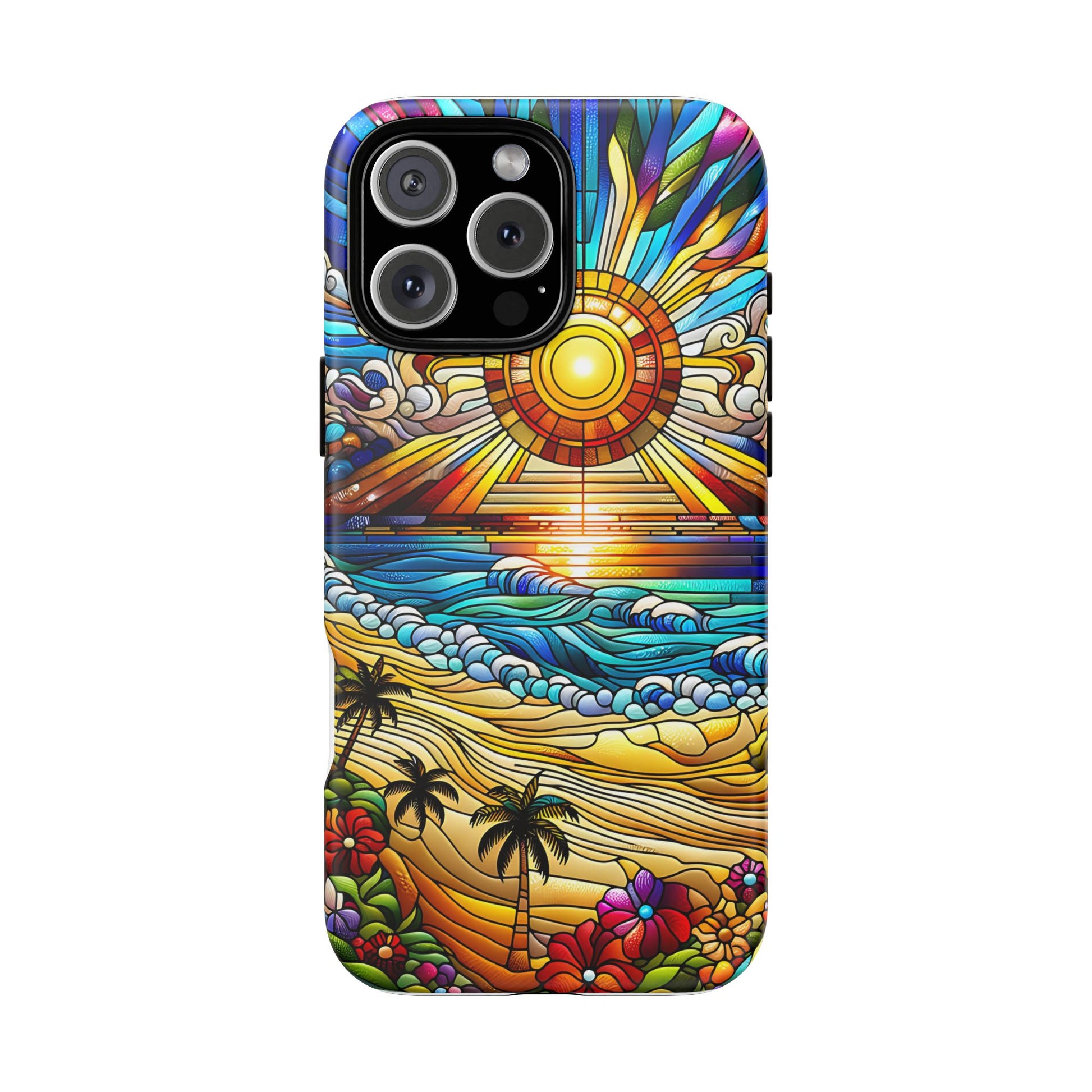 Stained Glass Tough Cases, Protective Phone Case, Nature Inspired Smartphone Cover, Beach Day Summer Accessories, Ocean Lover Gift