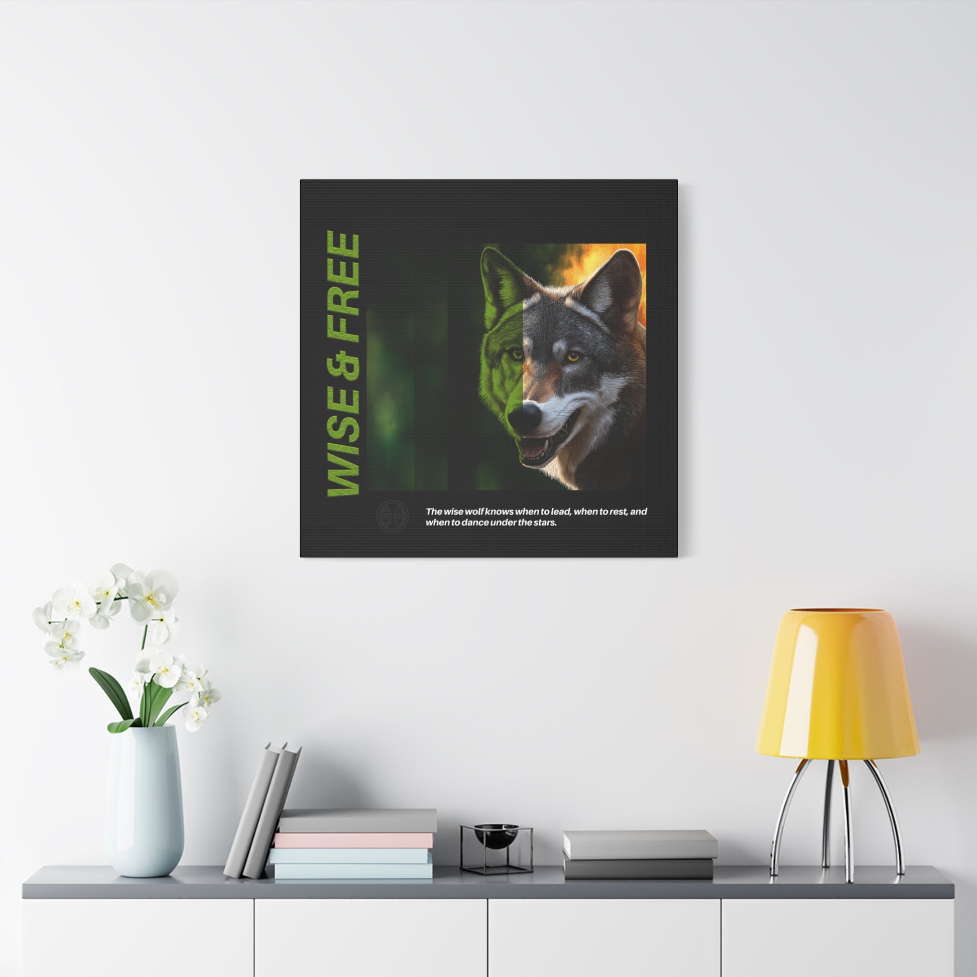 Canvas Art, Wise & Free Wall Decor, Inspirational Wolf, Motivational Home Decor, Nature-Themed Gift