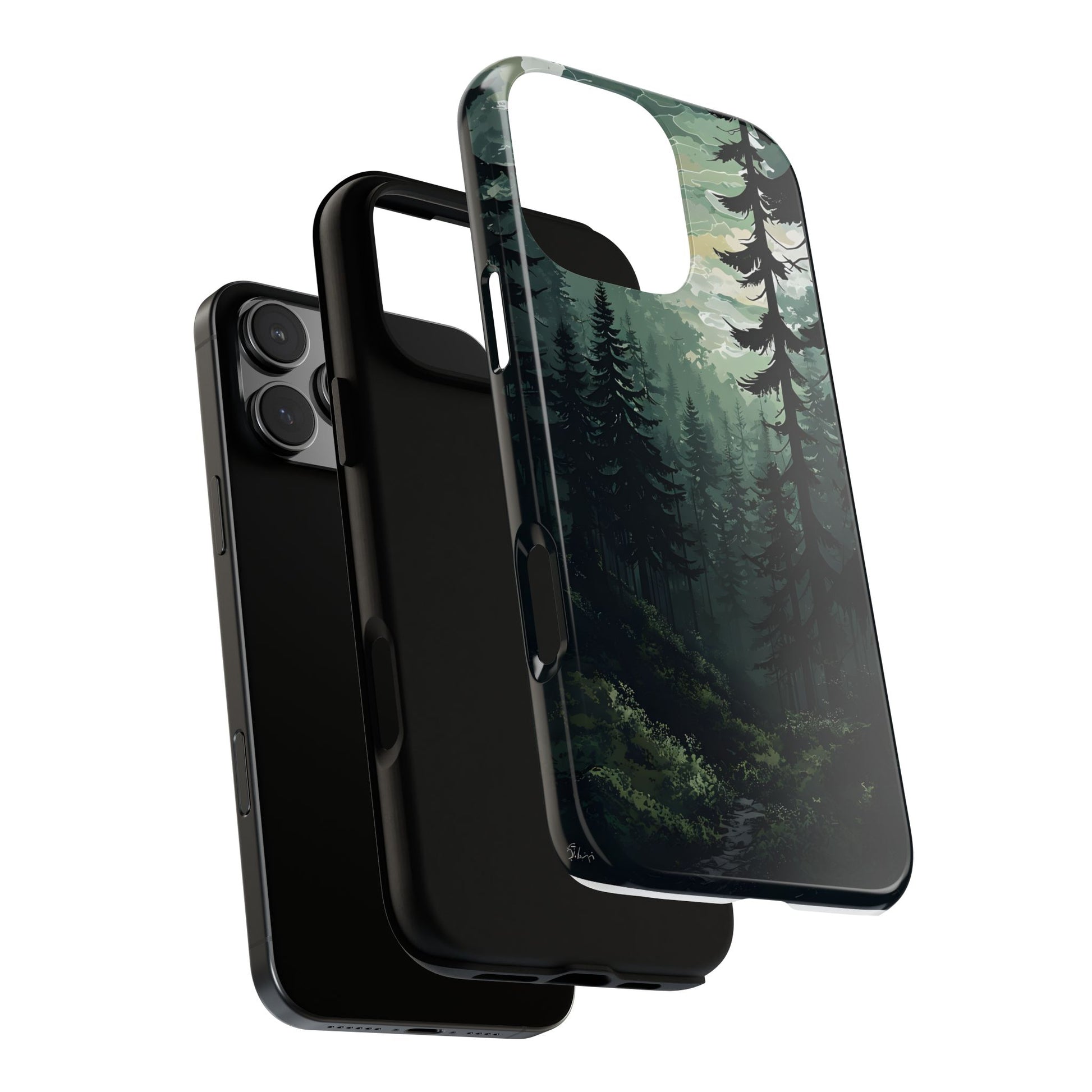 Phone Case, Serene Forest Landscape Digital Illustration Phone Case Cover, Tough Protective Cover, Unique Gift, Trendy