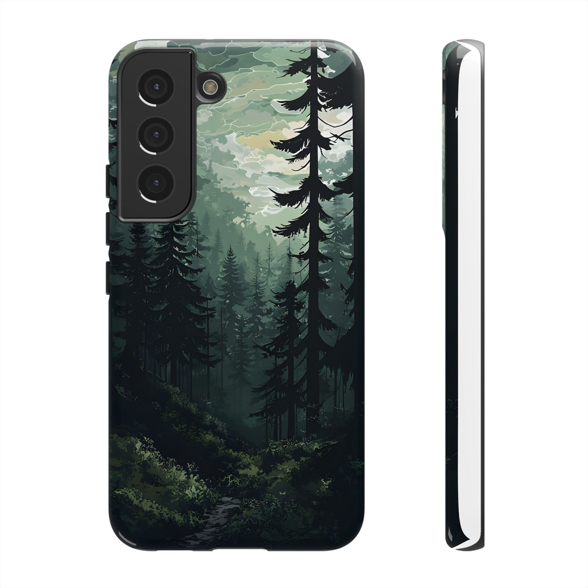 Phone Case, Serene Forest Landscape Digital Illustration Phone Case Cover, Tough Protective Cover, Unique Gift, Trendy