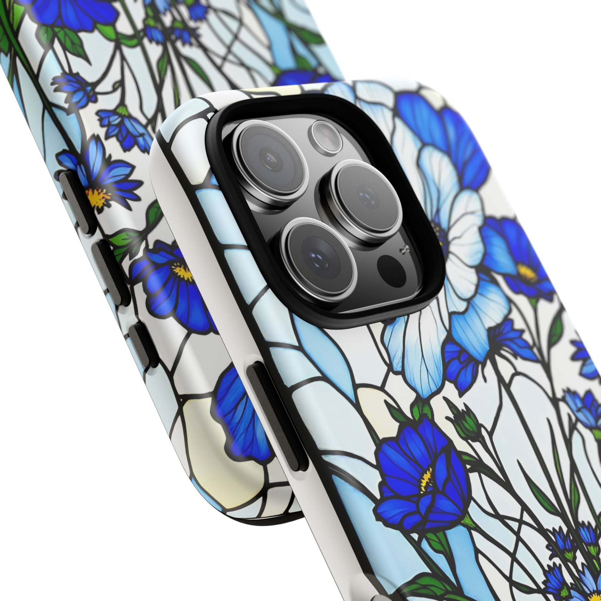 Botanical Stained Glass Tough Case - Floral Phone Cover, Protective Phone Case, Flower Pattern Phone Shell, Nature Inspired Smartphone Case,