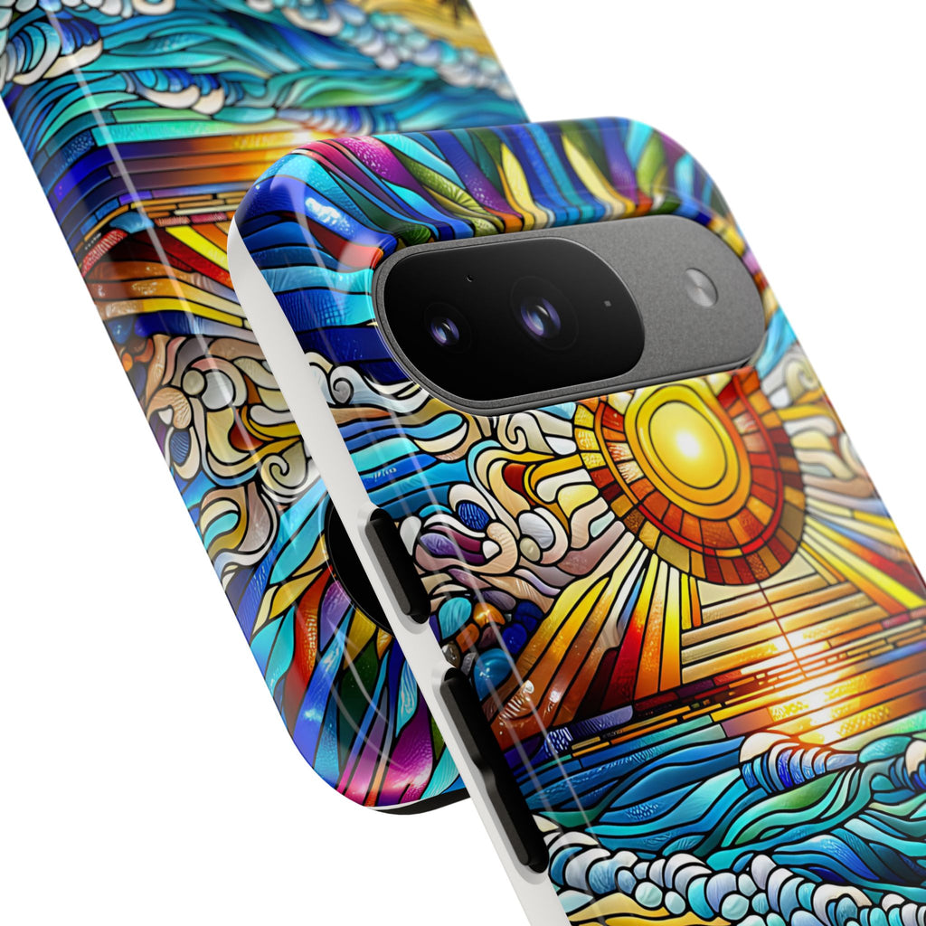 Stained Glass Tough Cases, Protective Phone Case, Nature Inspired Smartphone Cover, Beach Day Summer Accessories, Ocean Lover Gift