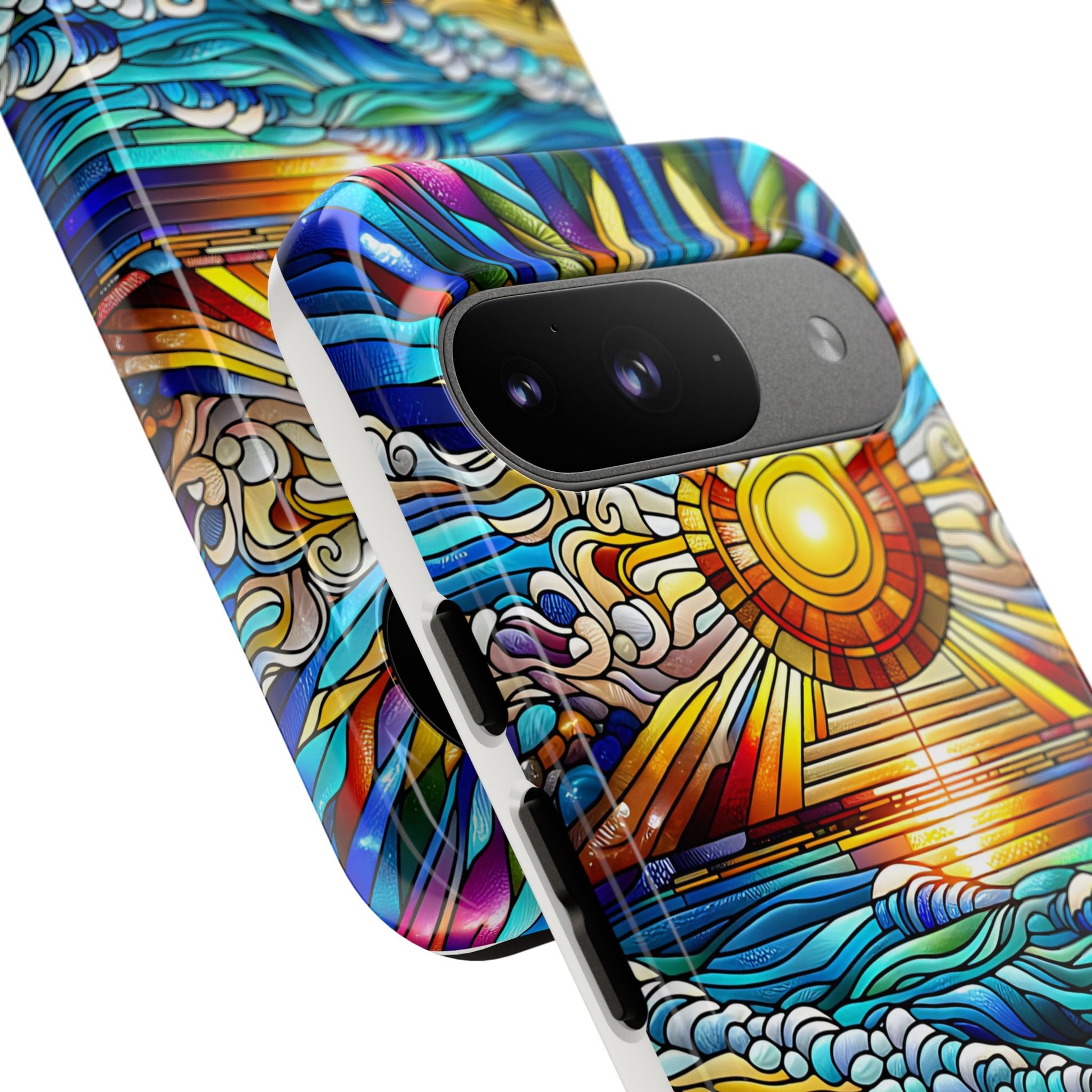 Stained Glass Tough Cases, Protective Phone Case, Nature Inspired Smartphone Cover, Beach Day Summer Accessories, Ocean Lover Gift