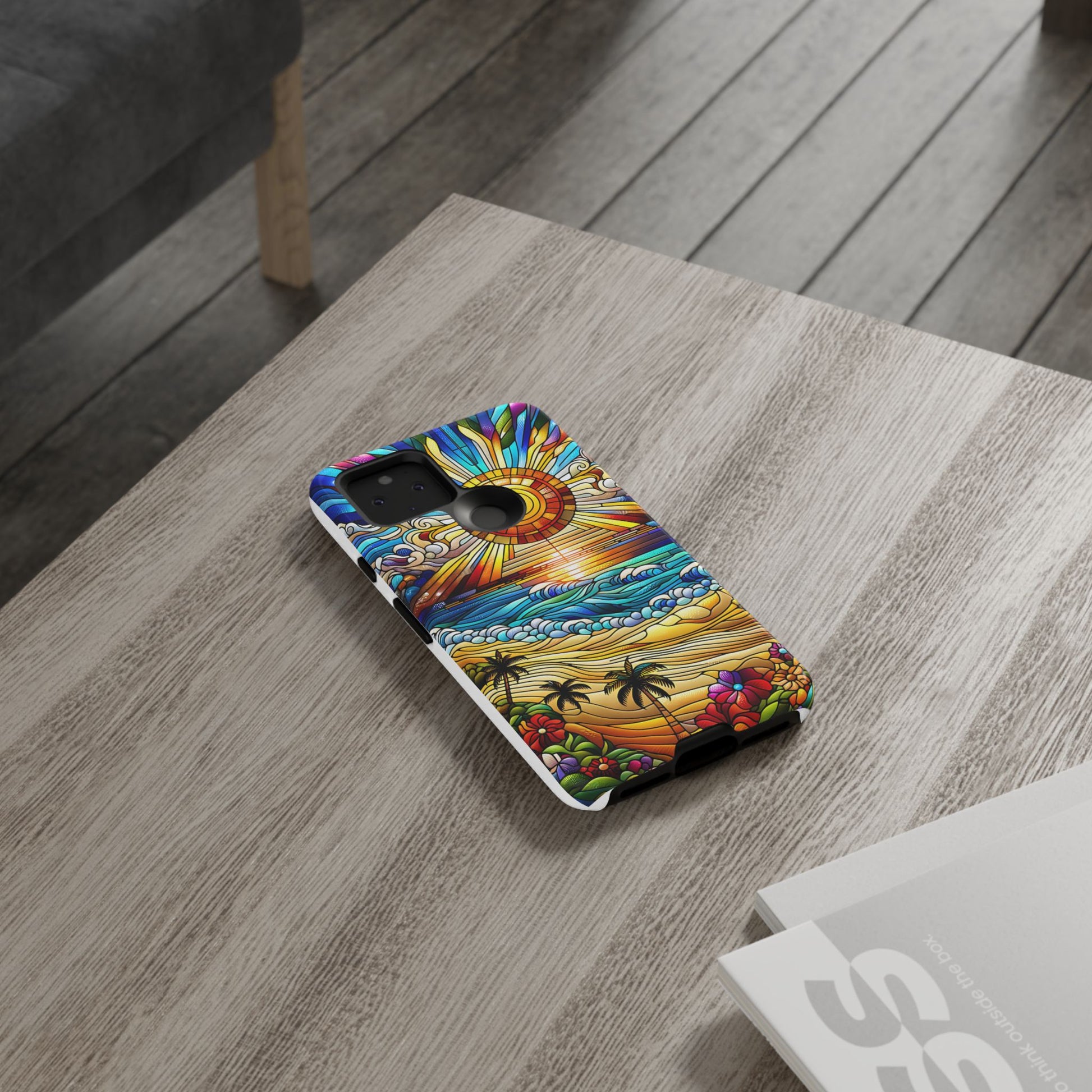 Stained Glass Tough Cases, Protective Phone Case, Nature Inspired Smartphone Cover, Beach Day Summer Accessories, Ocean Lover Gift