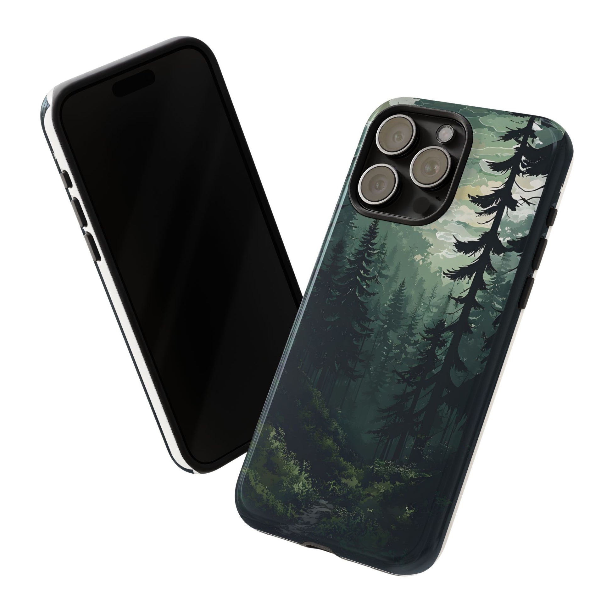 Phone Case, Serene Forest Landscape Digital Illustration Phone Case Cover, Tough Protective Cover, Unique Gift, Trendy