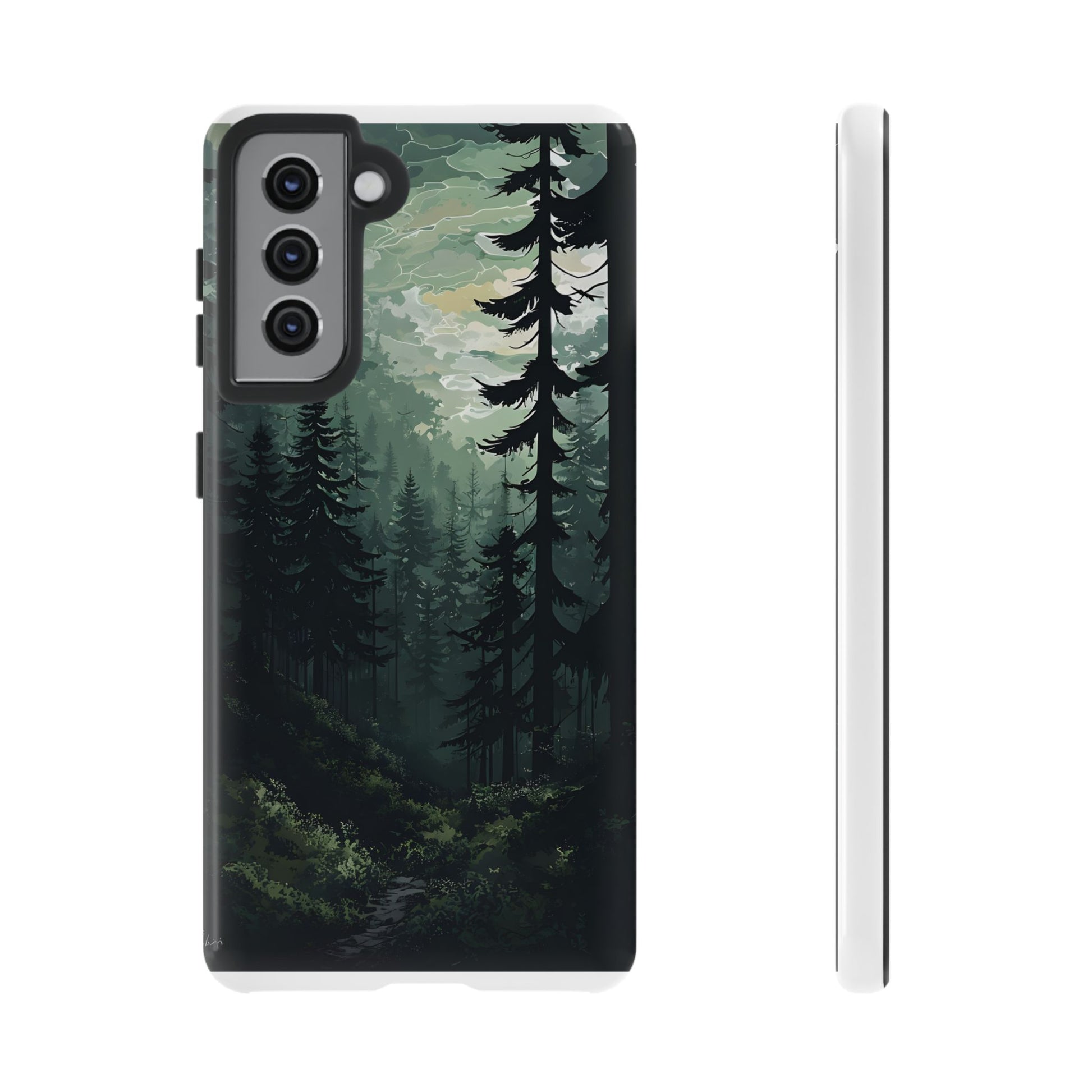 Phone Case, Serene Forest Landscape Digital Illustration Phone Case Cover, Tough Protective Cover, Unique Gift, Trendy