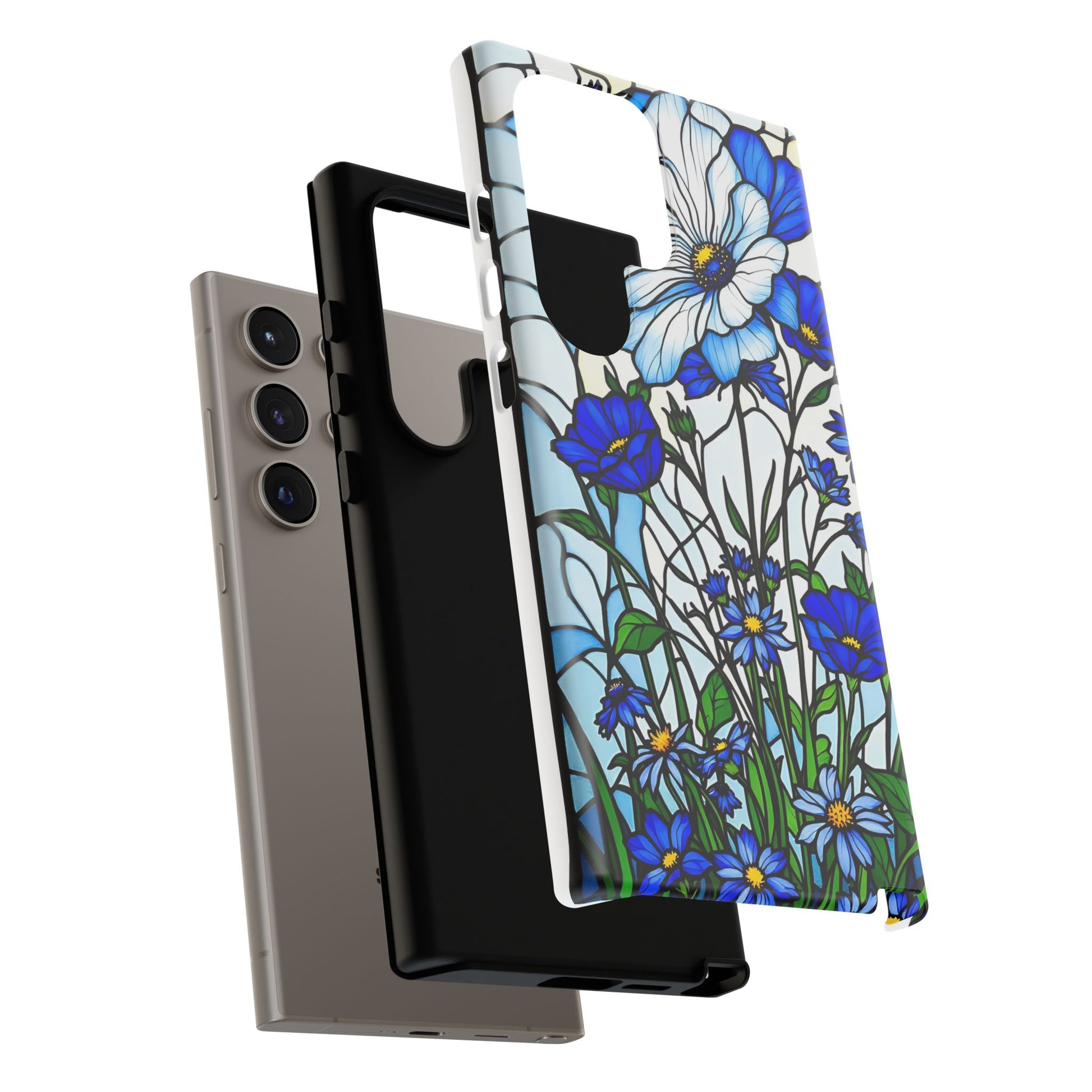 Botanical Stained Glass Tough Case - Floral Phone Cover, Protective Phone Case, Flower Pattern Phone Shell, Nature Inspired Smartphone Case,