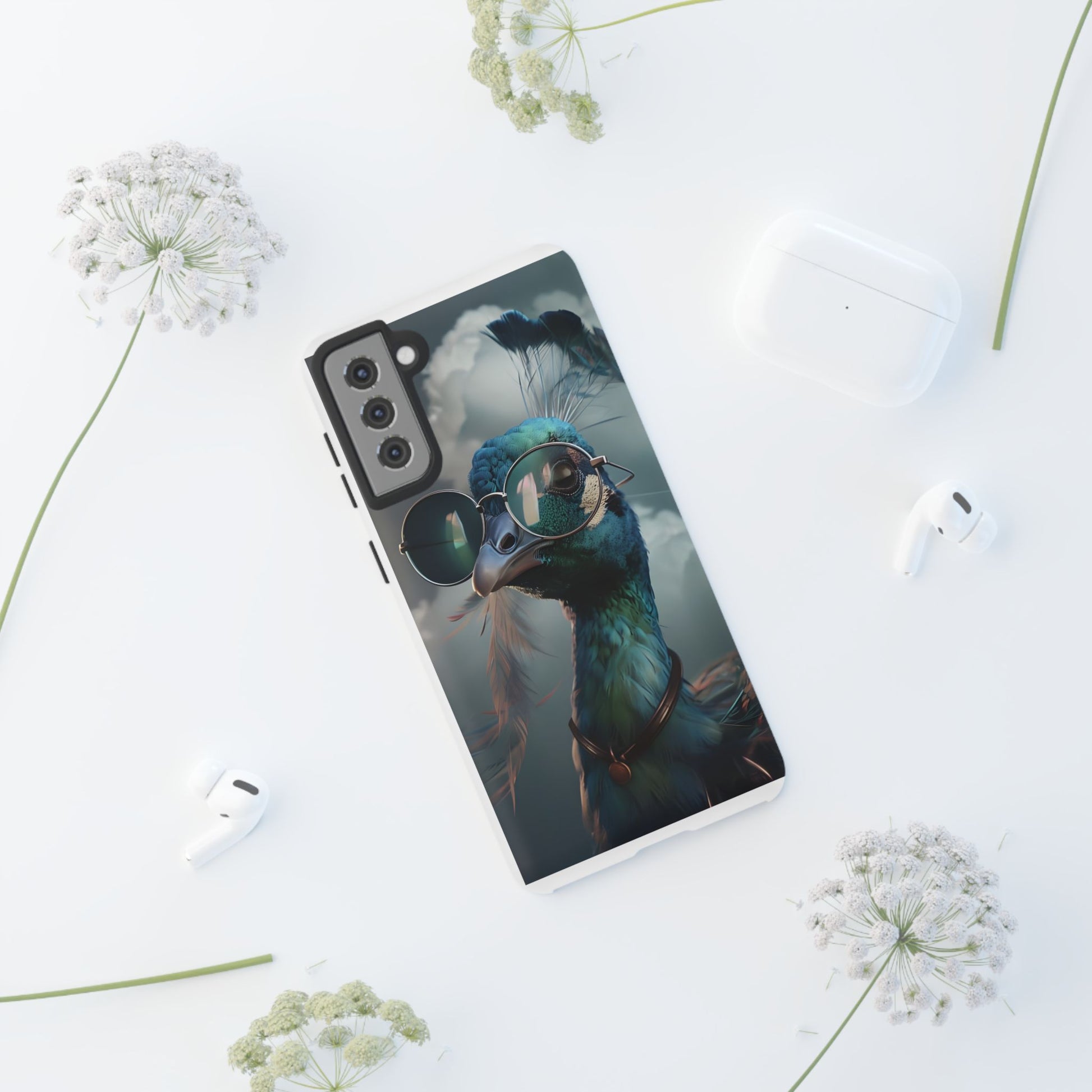 Phone Case, Peacock Design, Neon Lighting, Unique Gift, Hard Shell Cover, Protective Sleeve