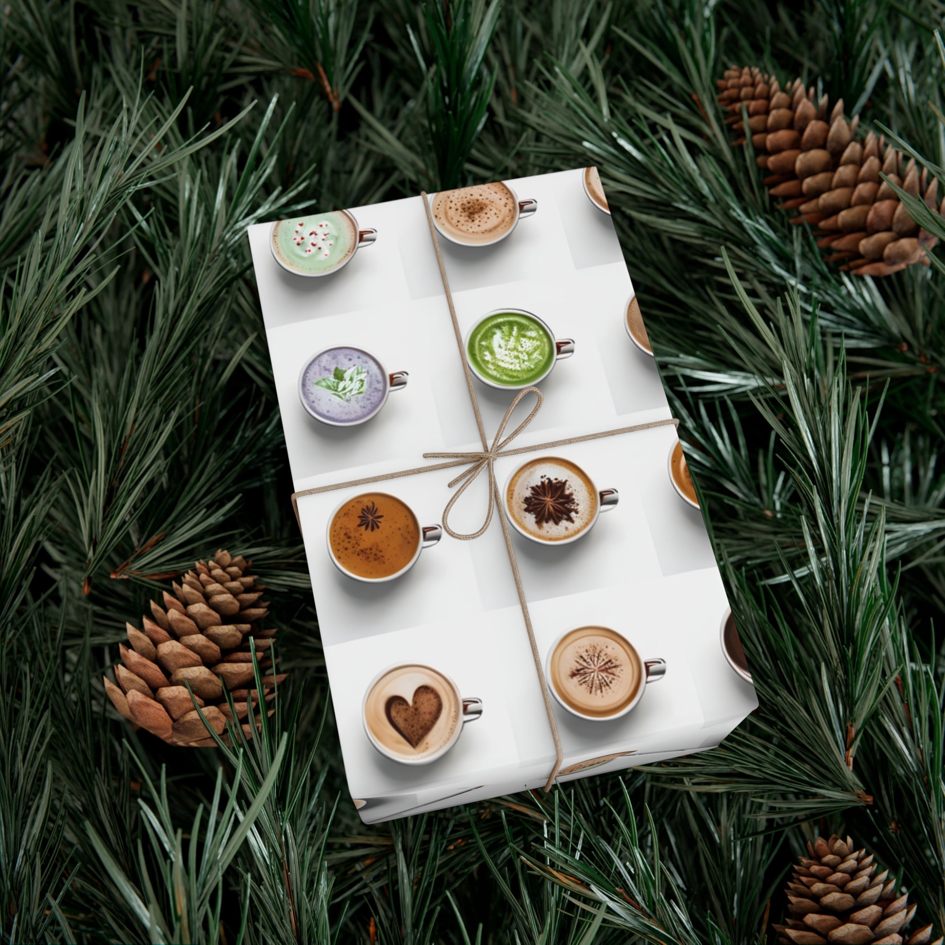 Wrapping Paper, Colorful Lattes On White Background - Gift Wrap Rolls, Eco-Friendly Gift Wrap, Holiday