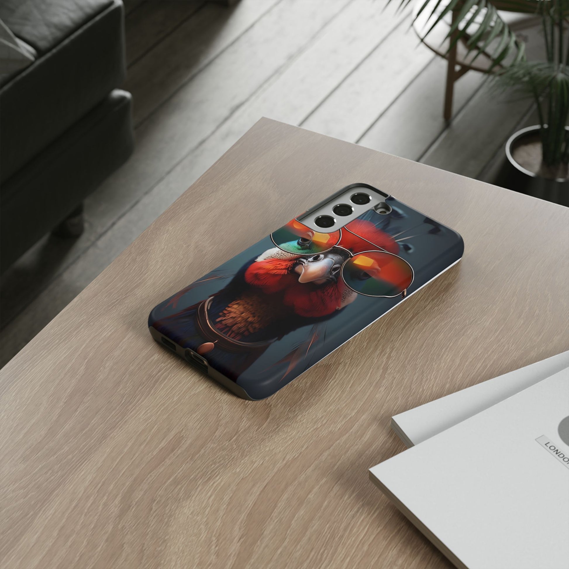 Phone Cases, Bright Exotic Bird in Cool Sunglasses, Protective Tough Cover, Tropical Animal Print, Unique Gift for Bird Lovers, Accessories