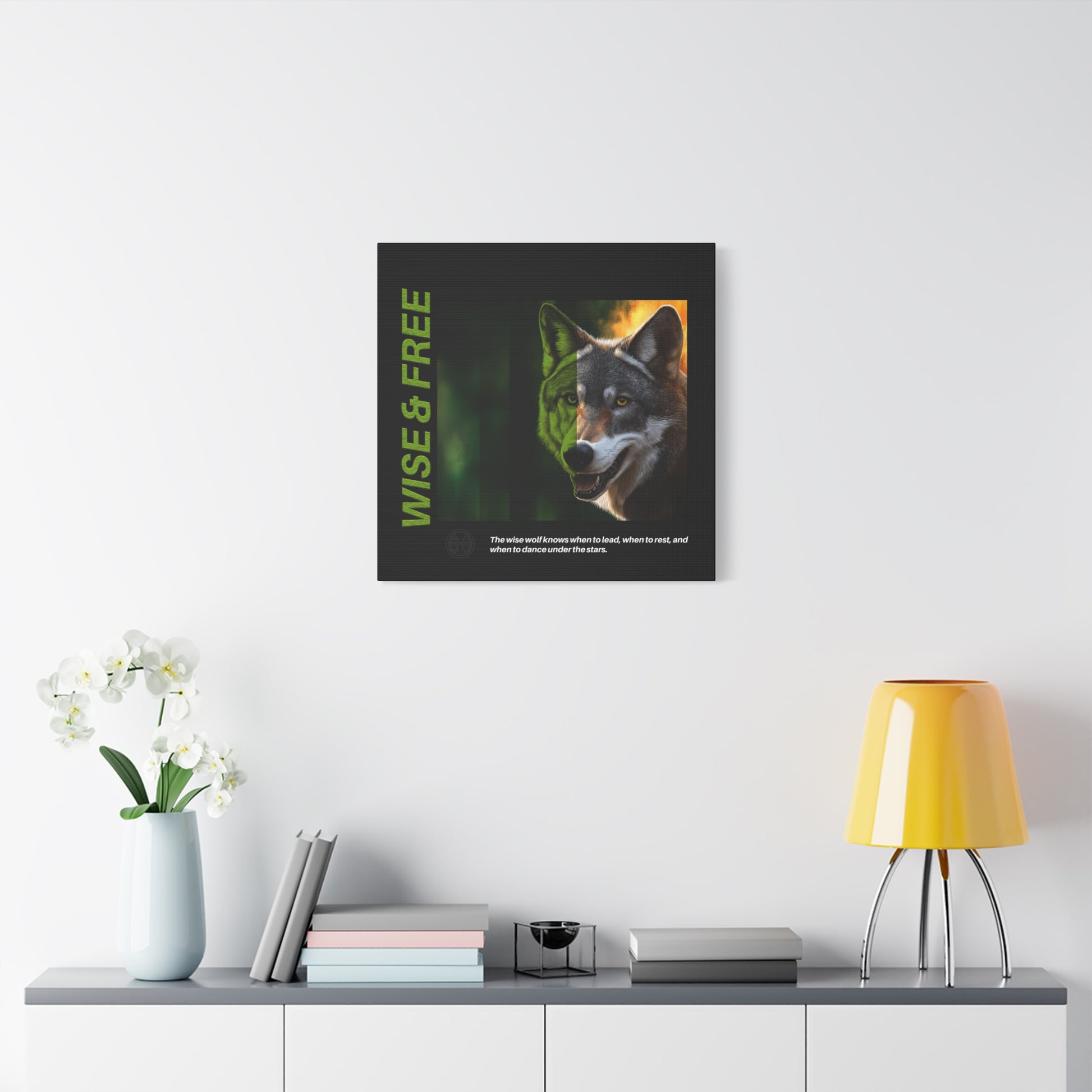 Canvas Art, Wise & Free Wall Decor, Inspirational Wolf, Motivational Home Decor, Nature-Themed Gift