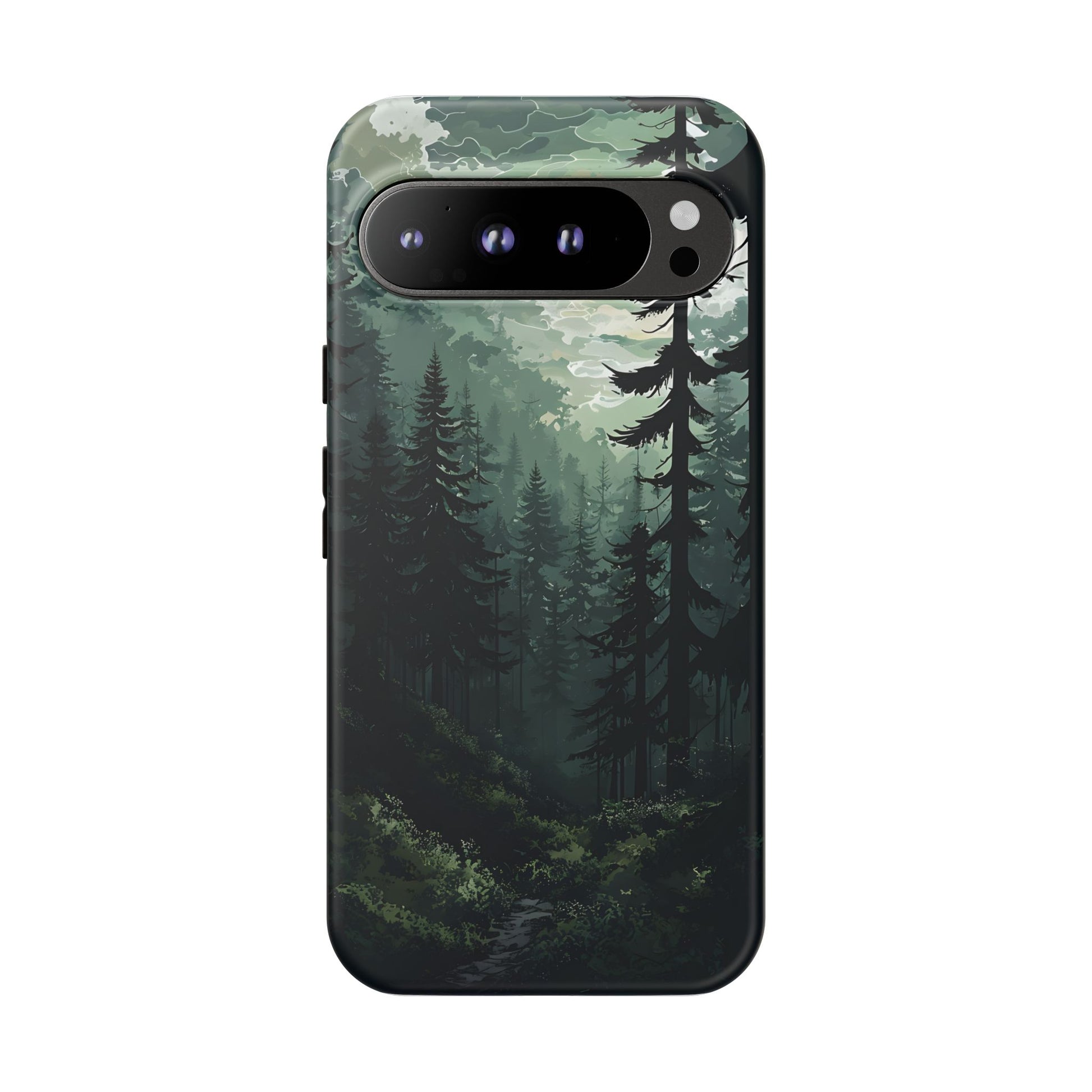 Phone Case, Serene Forest Landscape Digital Illustration Phone Case Cover, Tough Protective Cover, Unique Gift, Trendy