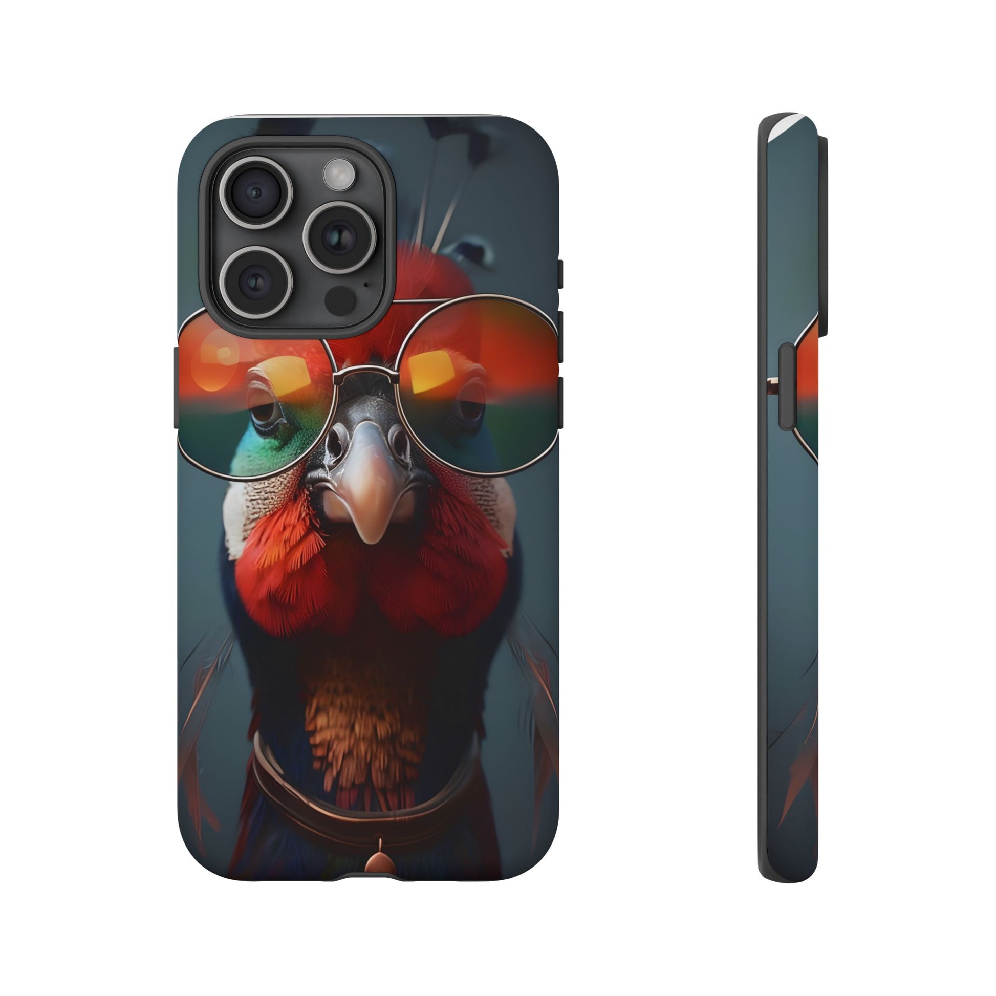 Phone Cases, Bright Exotic Bird in Cool Sunglasses, Protective Tough Cover, Tropical Animal Print, Unique Gift for Bird Lovers, Accessories