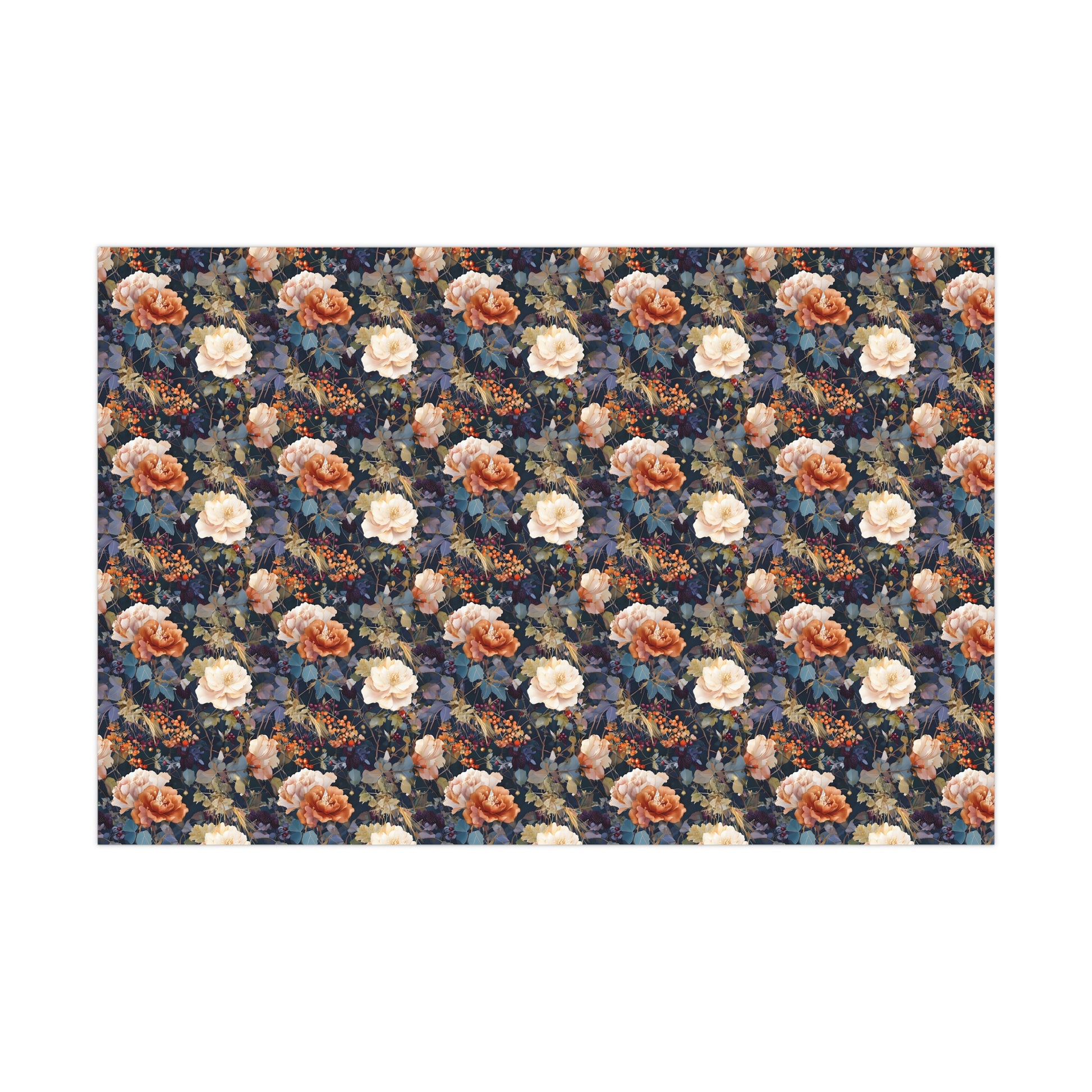 Gift Wrap Papers, Autumn Floral Gift Wrap, Art Nouveau Wrapping Paper, Intricate Fall Flower Pattern, Thanksgiving Gift Wrap, Holiday