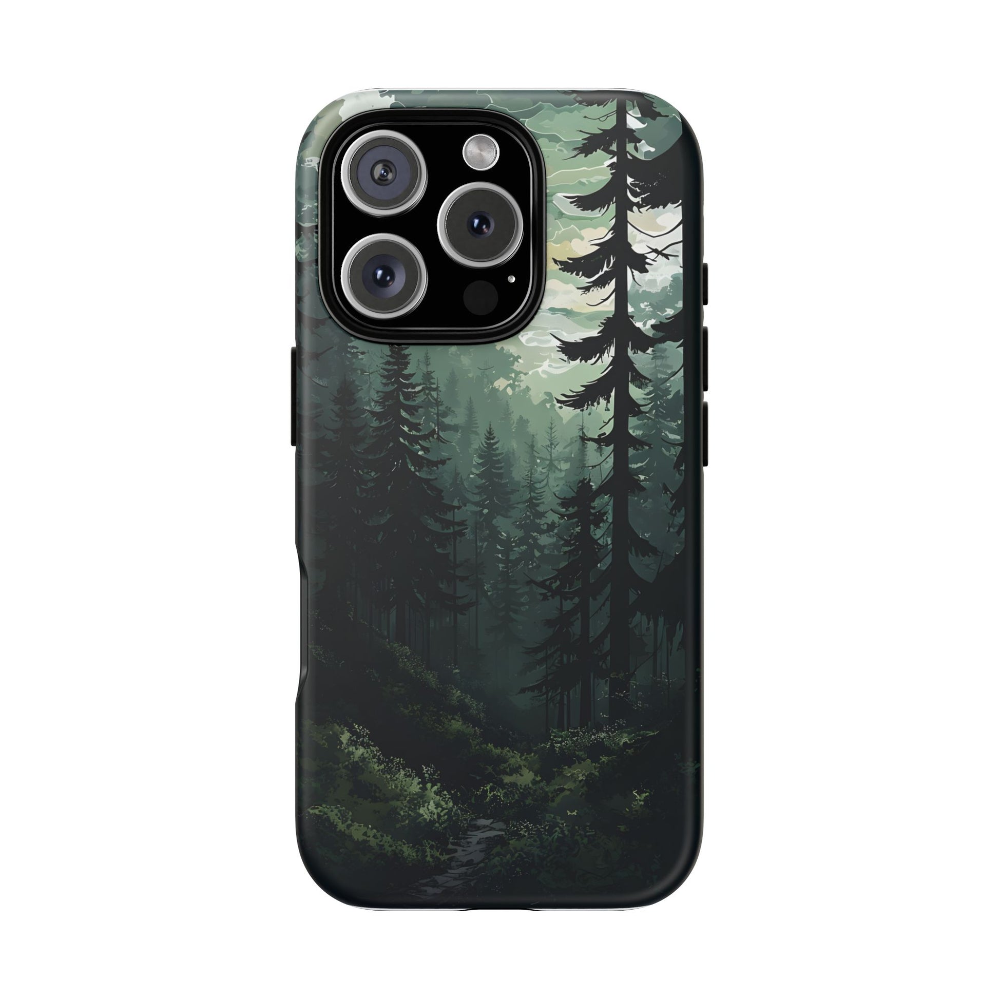Phone Case, Serene Forest Landscape Digital Illustration Phone Case Cover, Tough Protective Cover, Unique Gift, Trendy