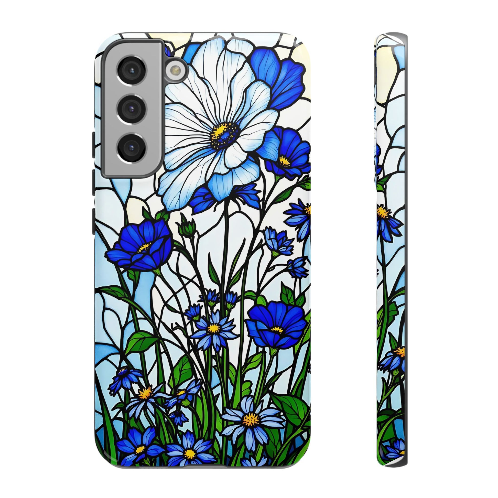 Botanical Stained Glass Tough Case - Floral Phone Cover, Protective Phone Case, Flower Pattern Phone Shell, Nature Inspired Smartphone Case,