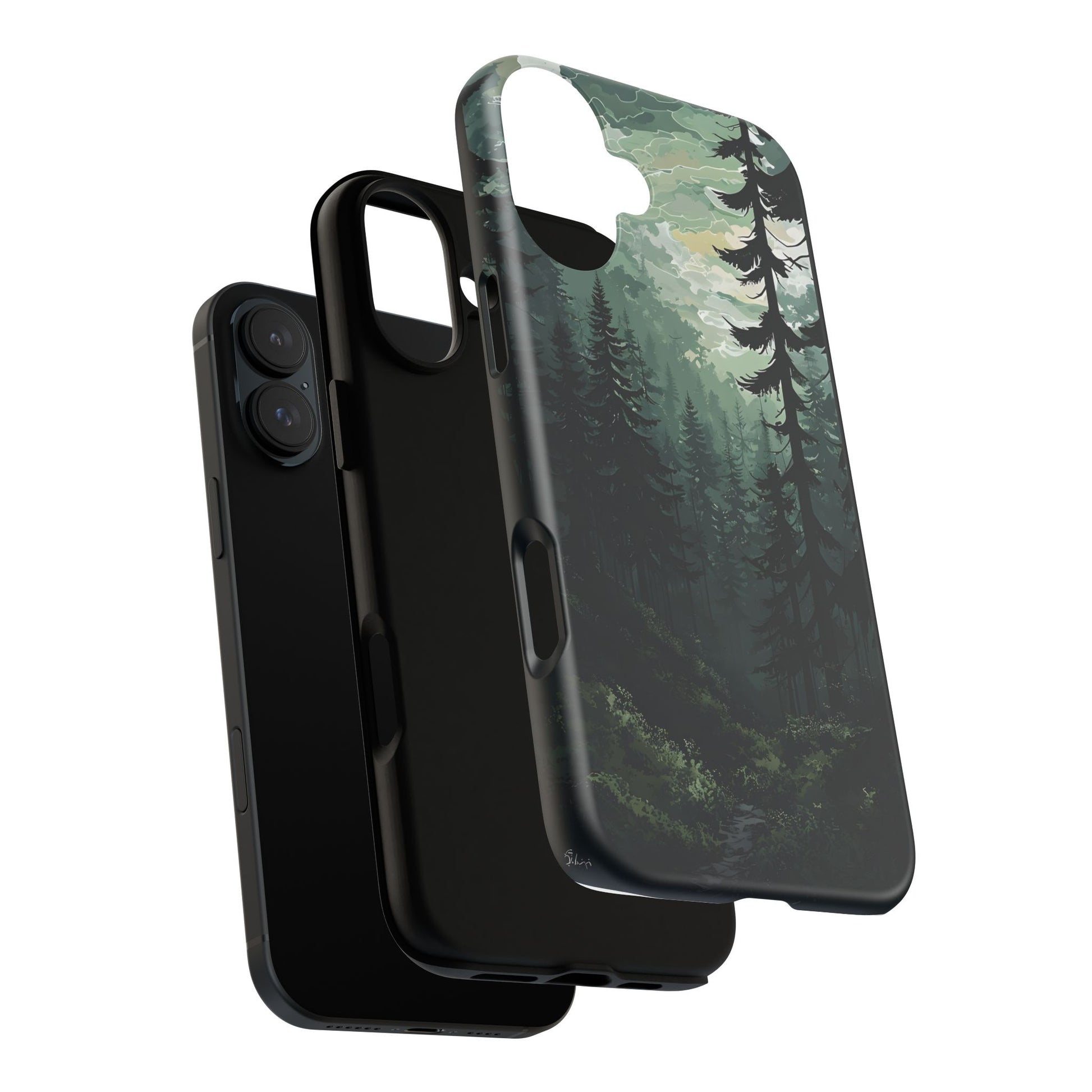 Phone Case, Serene Forest Landscape Digital Illustration Phone Case Cover, Tough Protective Cover, Unique Gift, Trendy