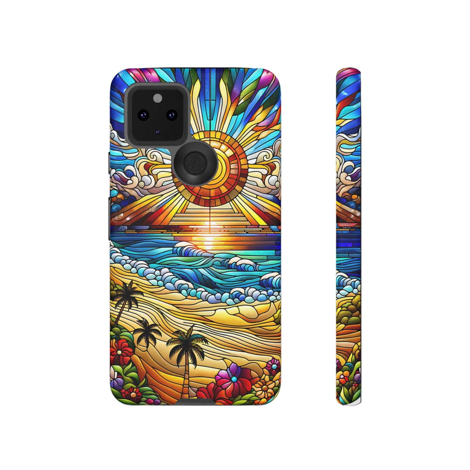 Stained Glass Tough Cases, Protective Phone Case, Nature Inspired Smartphone Cover, Beach Day Summer Accessories, Ocean Lover Gift