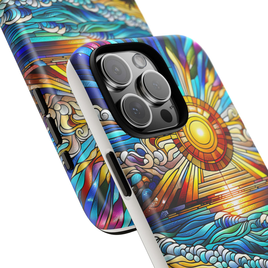 Stained Glass Tough Cases, Protective Phone Case, Nature Inspired Smartphone Cover, Beach Day Summer Accessories, Ocean Lover Gift