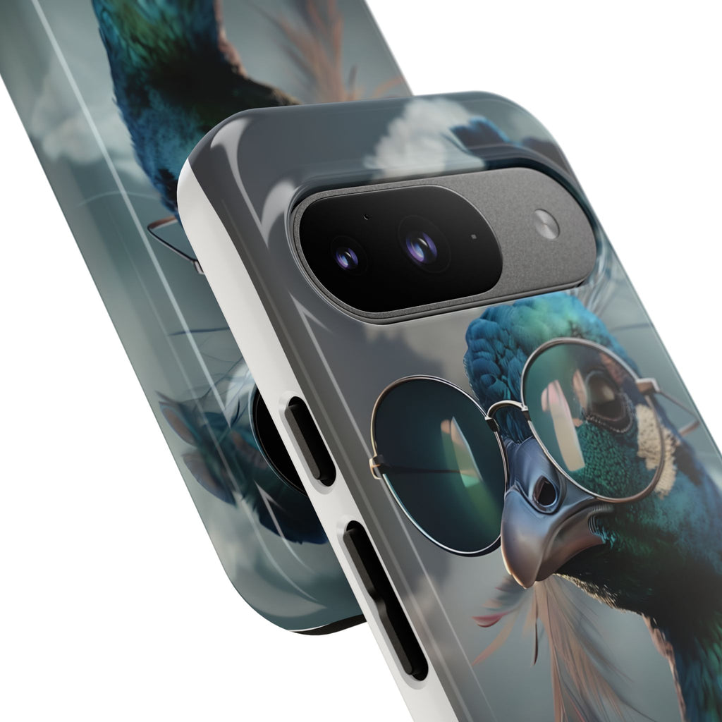 Phone Case, Peacock Design, Neon Lighting, Unique Gift, Hard Shell Cover, Protective Sleeve