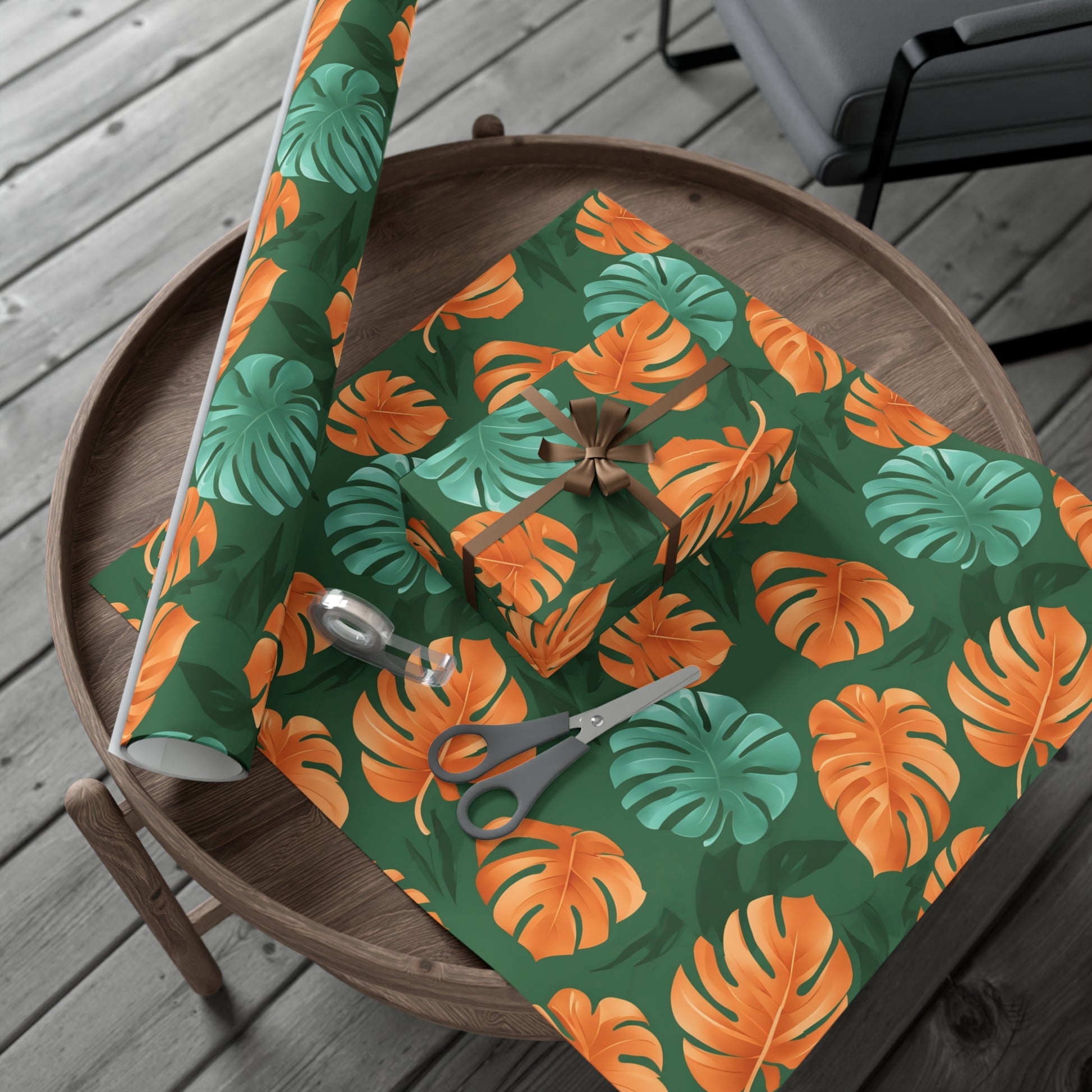 Wrapping Paper, Tropical Monstera Leaf Gift Wrap, Botanical Pattern Sheets, Colorful Holiday Gift Wrap, Jungle Party Wrap Roll, Leafy