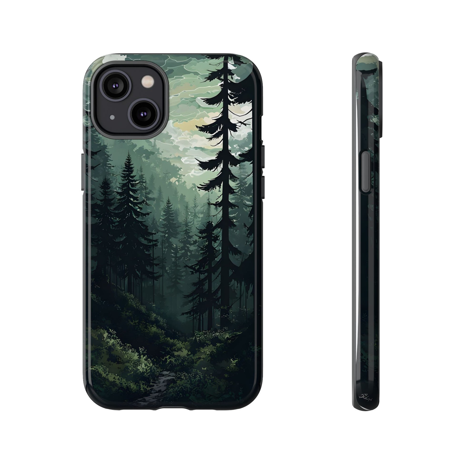 Phone Case, Serene Forest Landscape Digital Illustration Phone Case Cover, Tough Protective Cover, Unique Gift, Trendy