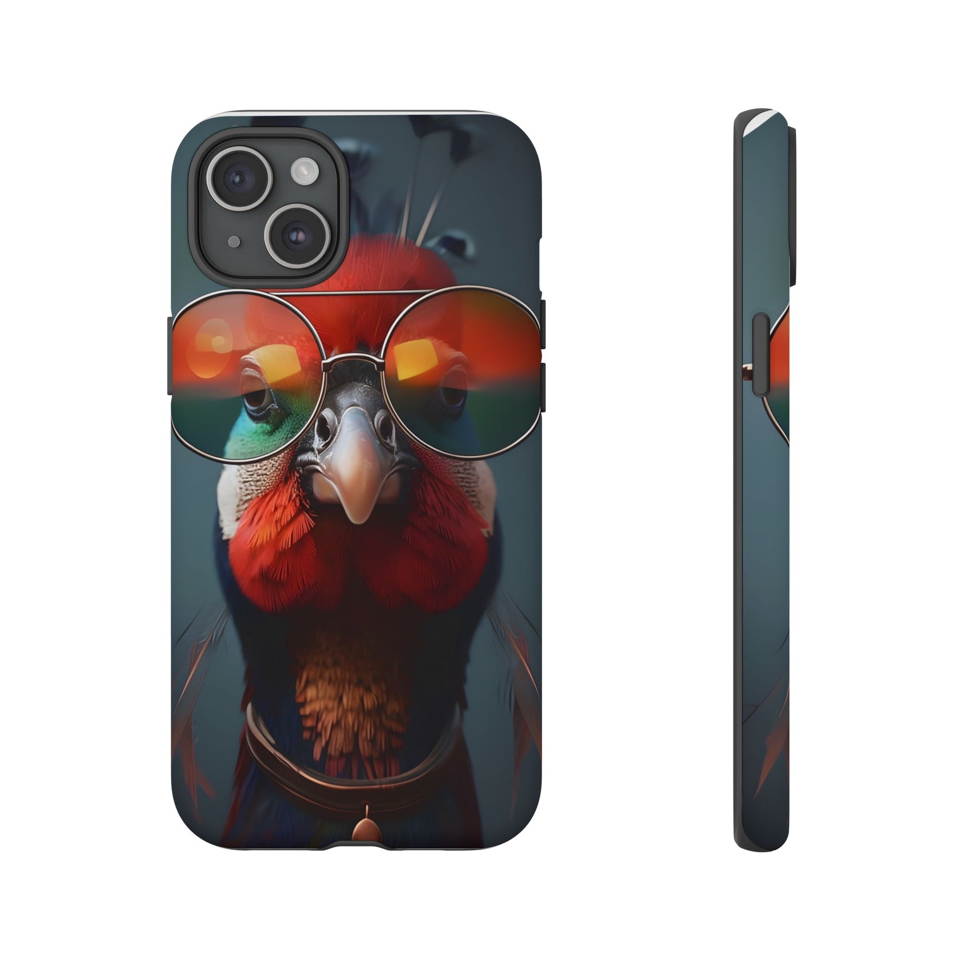 Phone Cases, Bright Exotic Bird in Cool Sunglasses, Protective Tough Cover, Tropical Animal Print, Unique Gift for Bird Lovers, Accessories