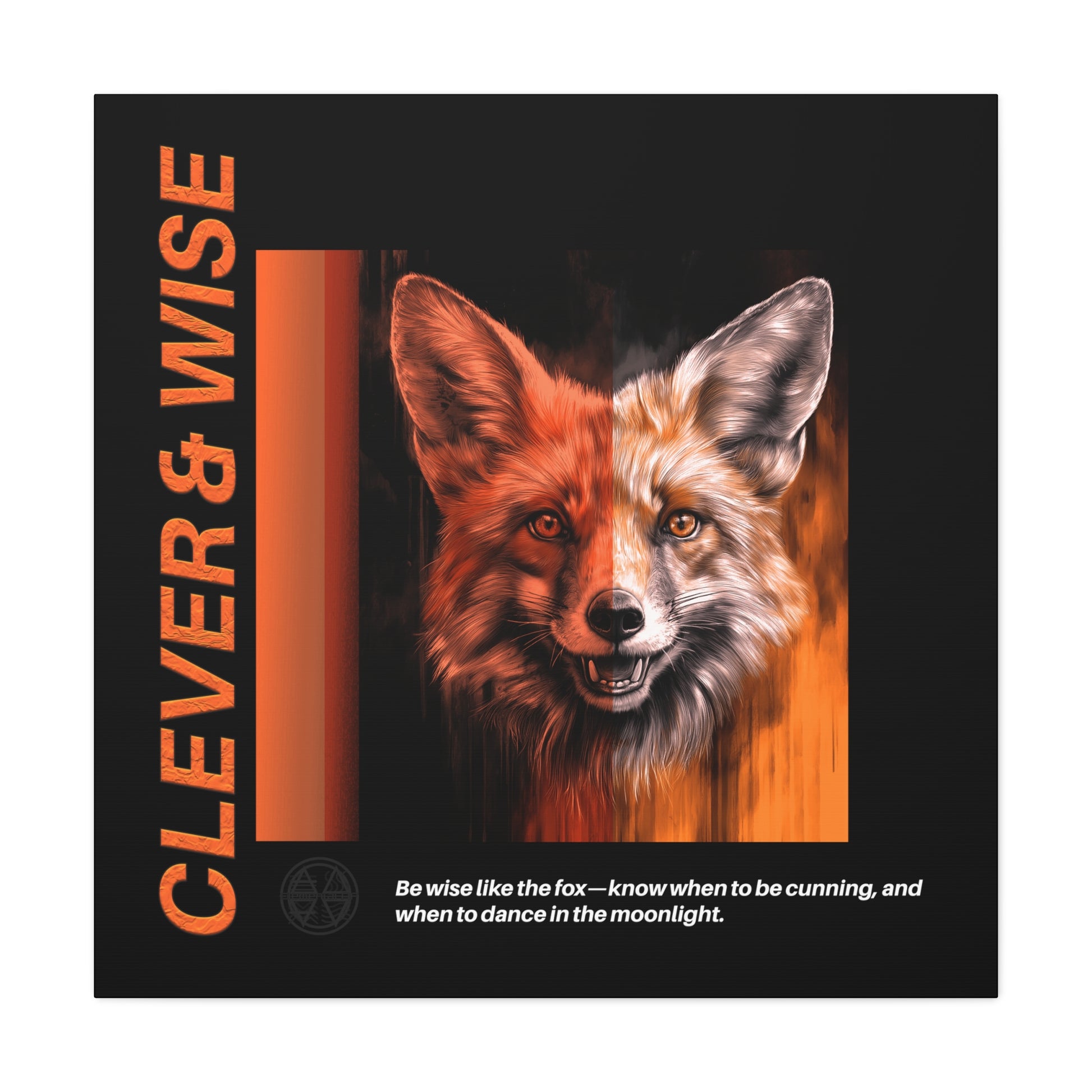 Fox Canvas Art, Inspirational & Wise Wall Decor, Nature Gift, Wildlife, Abstract Animal Artwork, Clever Motivational Matte Canvas